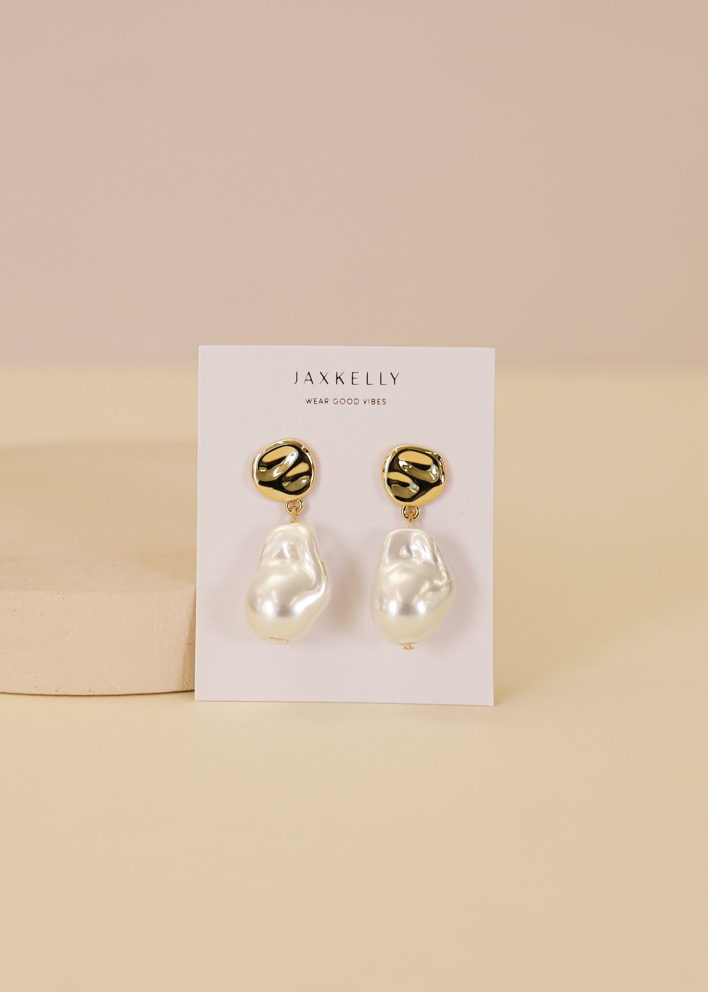 Abstract Pearl and Gold Drop Earrings