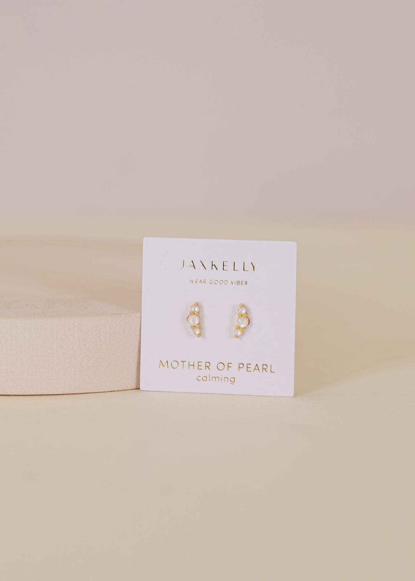 Crescent Gold Earrings - Pearl