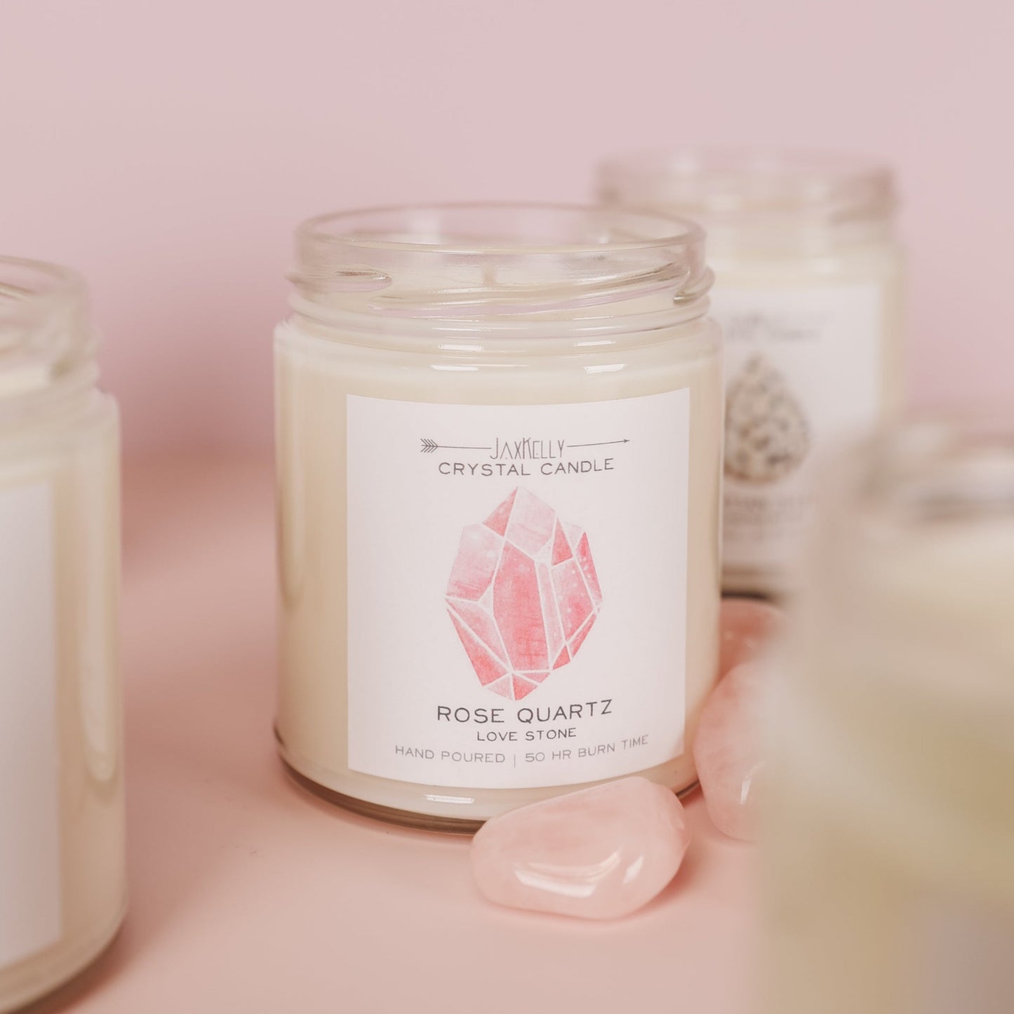 Rose Quartz Crystal Candle - Love