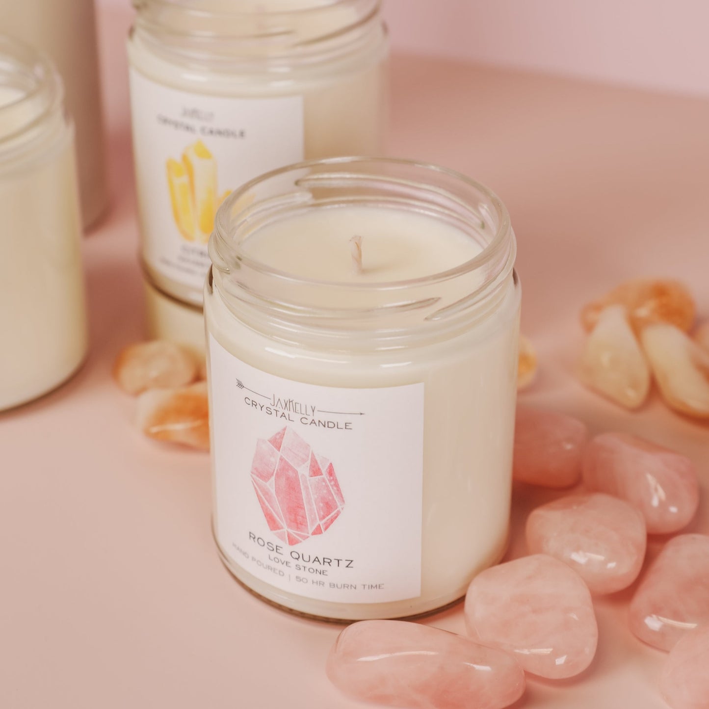 Rose Quartz Crystal Candle - Love