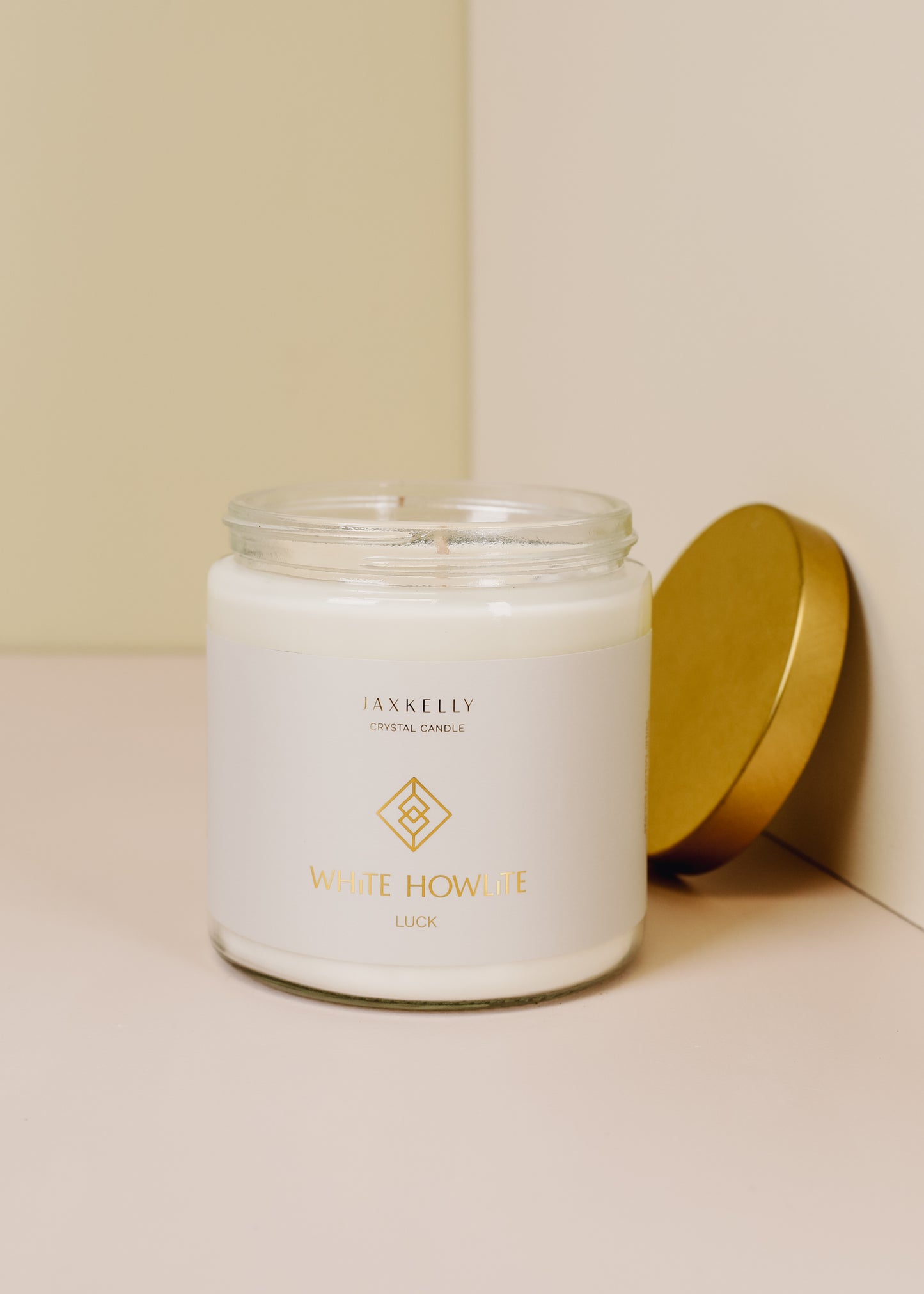 16oz Clear Crystal Candle - White Howlite - Mindfulness