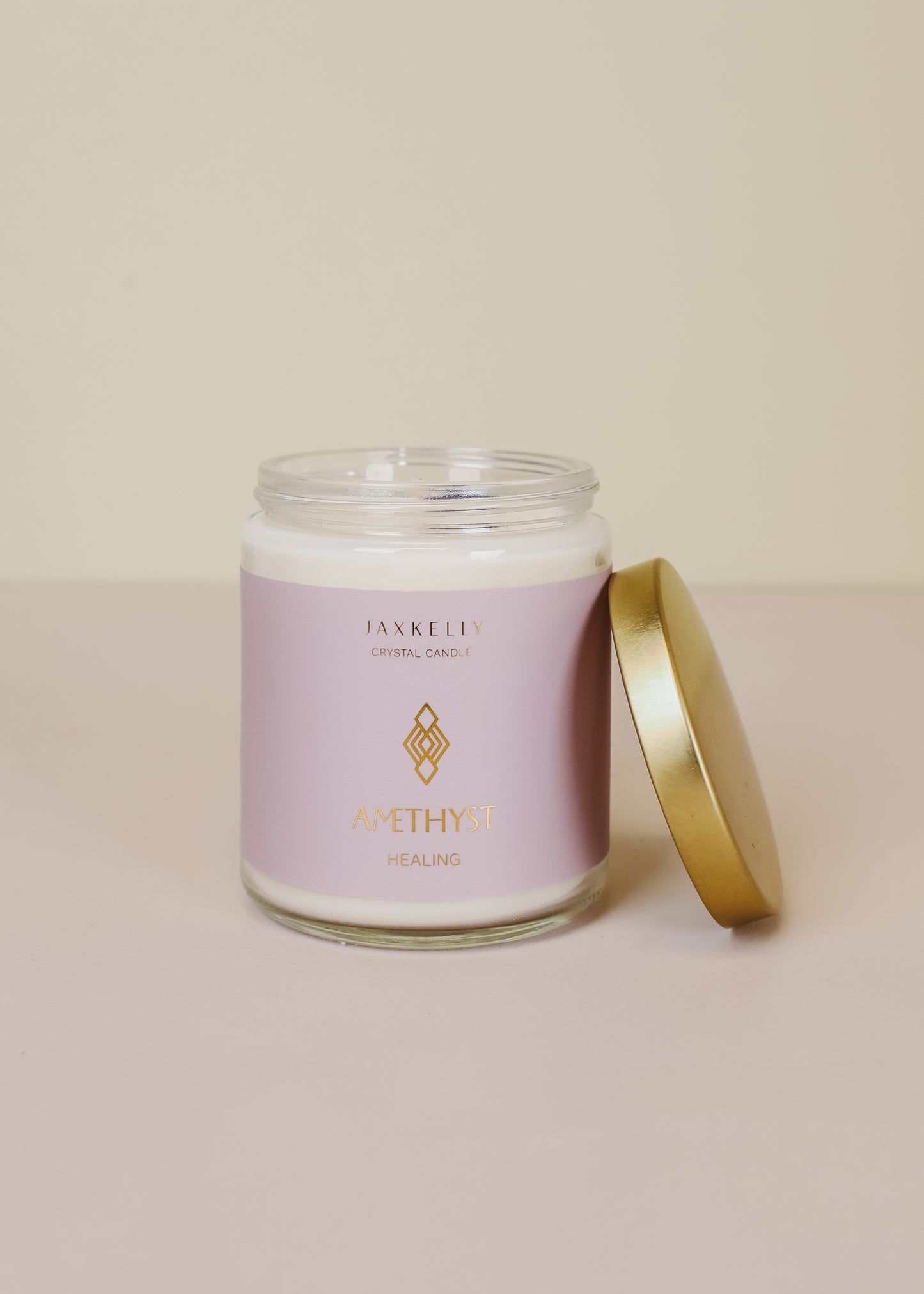9oz Clear Crystal Candle - Amethyst - Healing