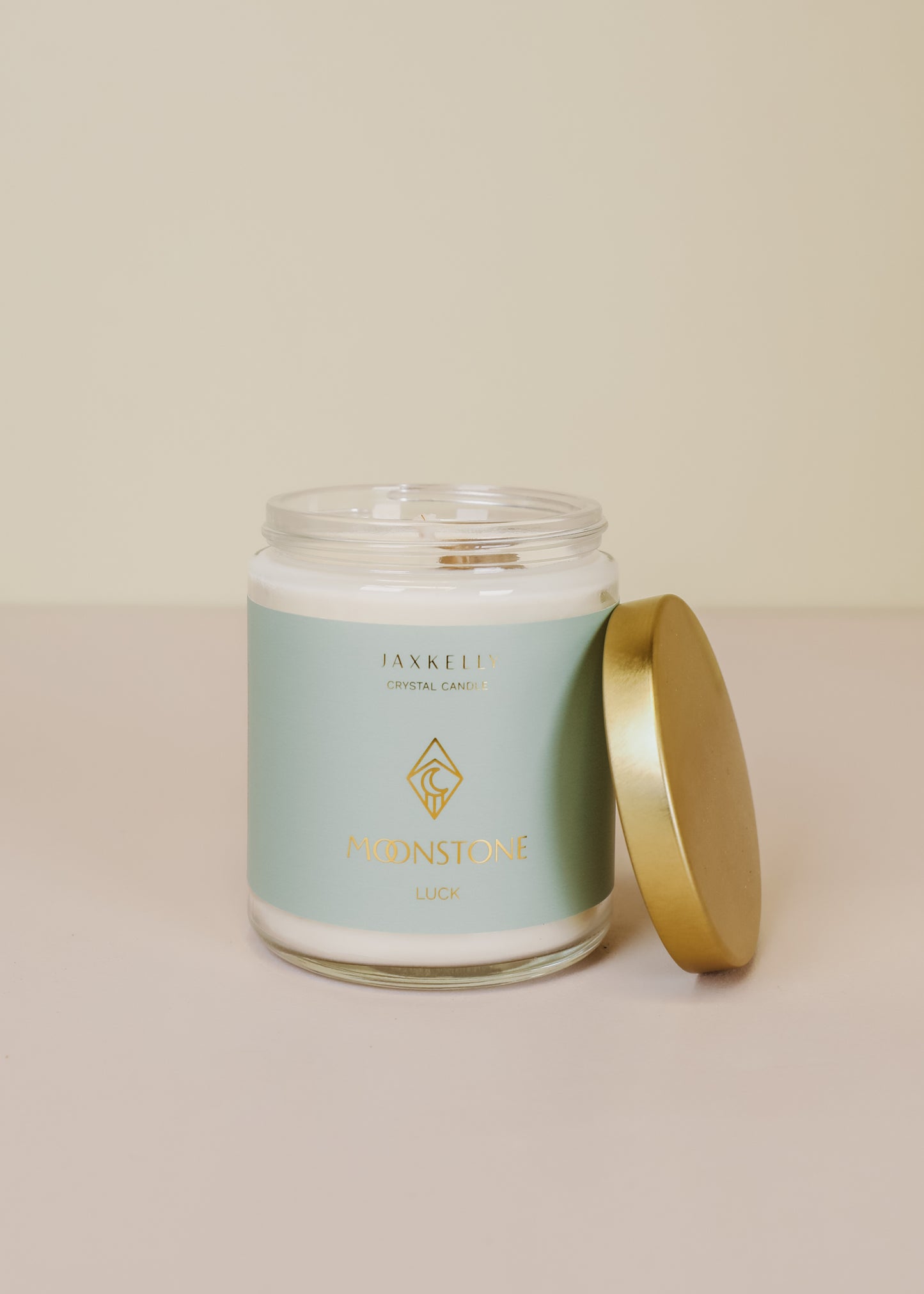 9oz Clear Crystal Candle - Moonstone - Good Luck