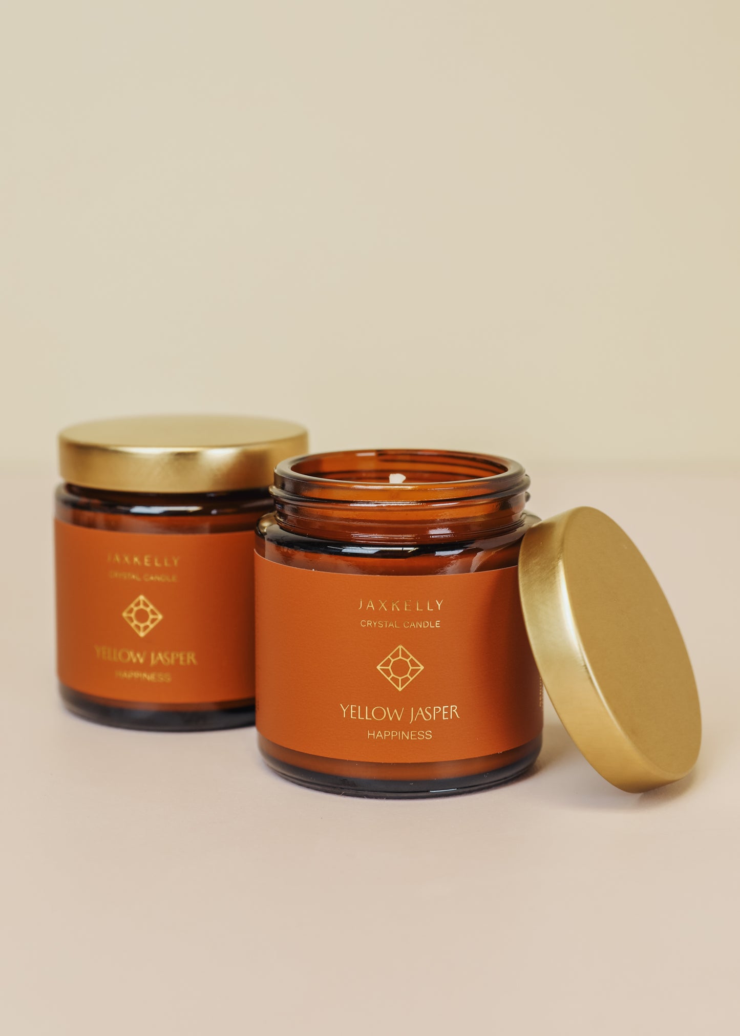 4oz Amber Crystal Candle - Yellow Jasper - Happiness
