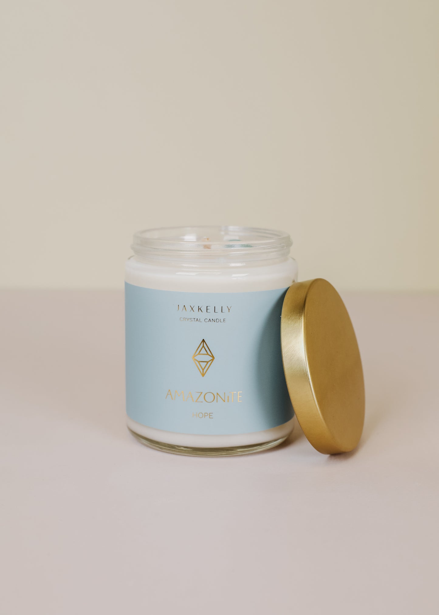 9oz Clear Crystal Candle - Amazonite - Hope
