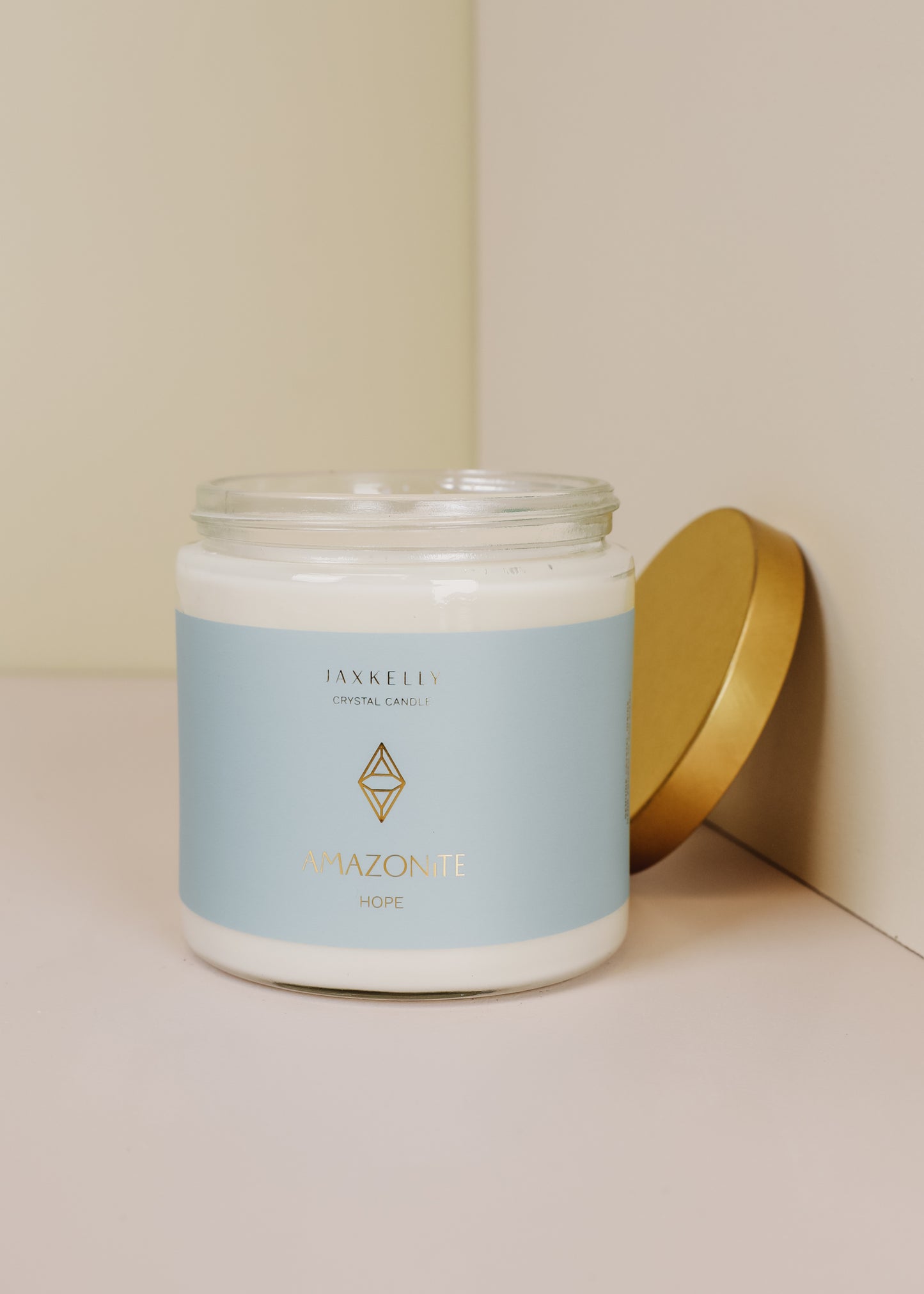 16oz Clear Crystal Candle - Amazonite - Hope