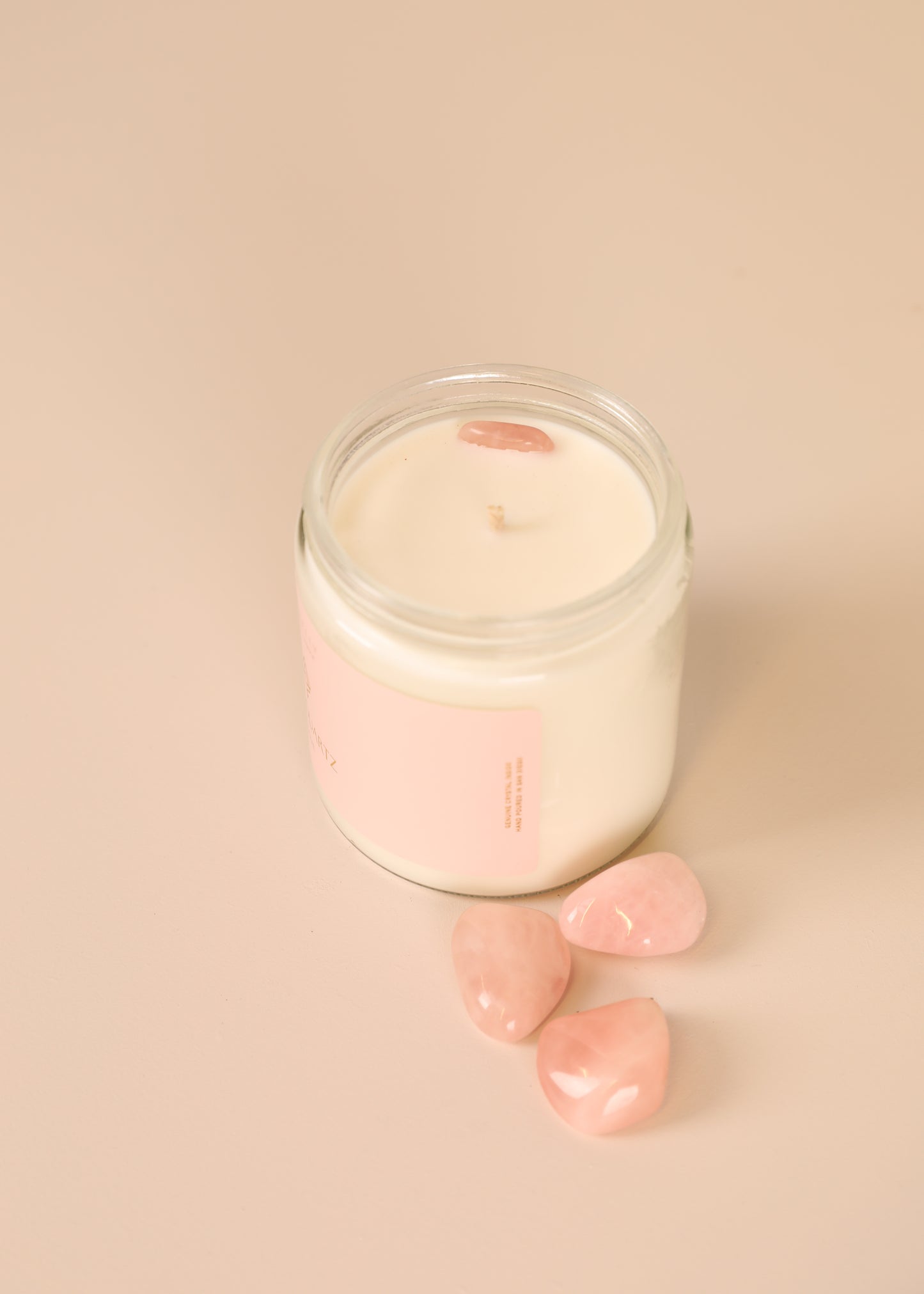 4oz Clear Crystal Candle - Rose Quartz - Love