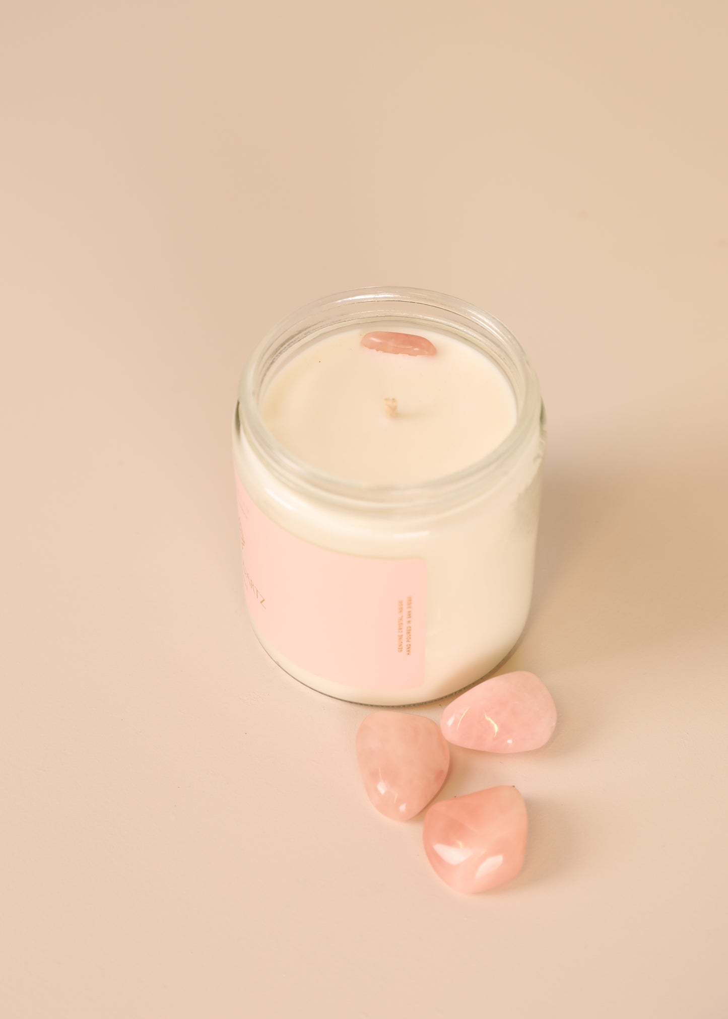 4oz  Clear Crystal Candle - Rose Quartz - Love