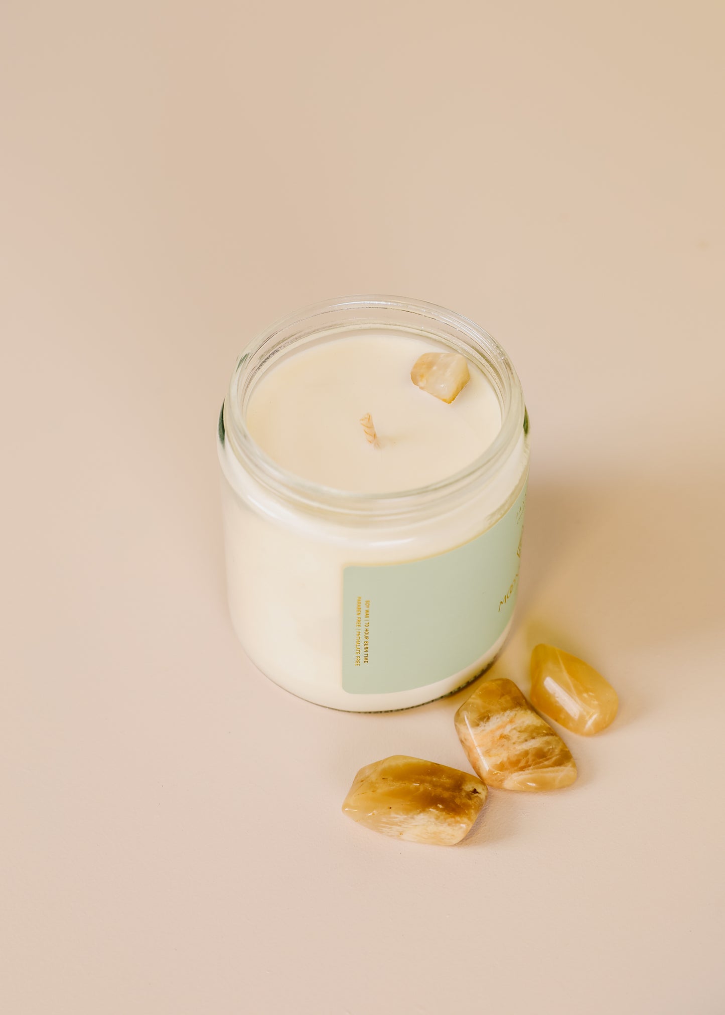16oz Clear Crystal Candle - Moonstone - Good Luck
