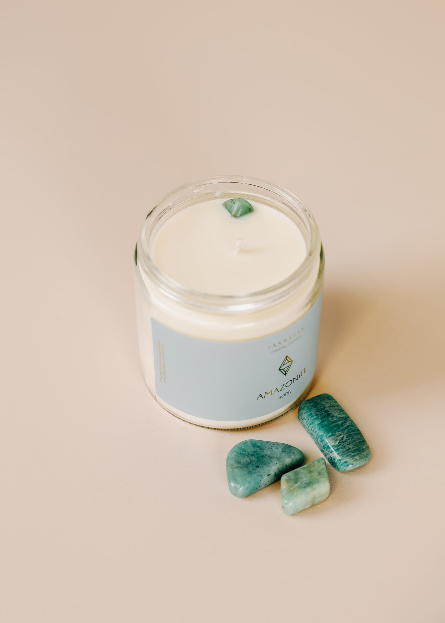 4oz Clear Crystal Candle - Amazonite - Hope