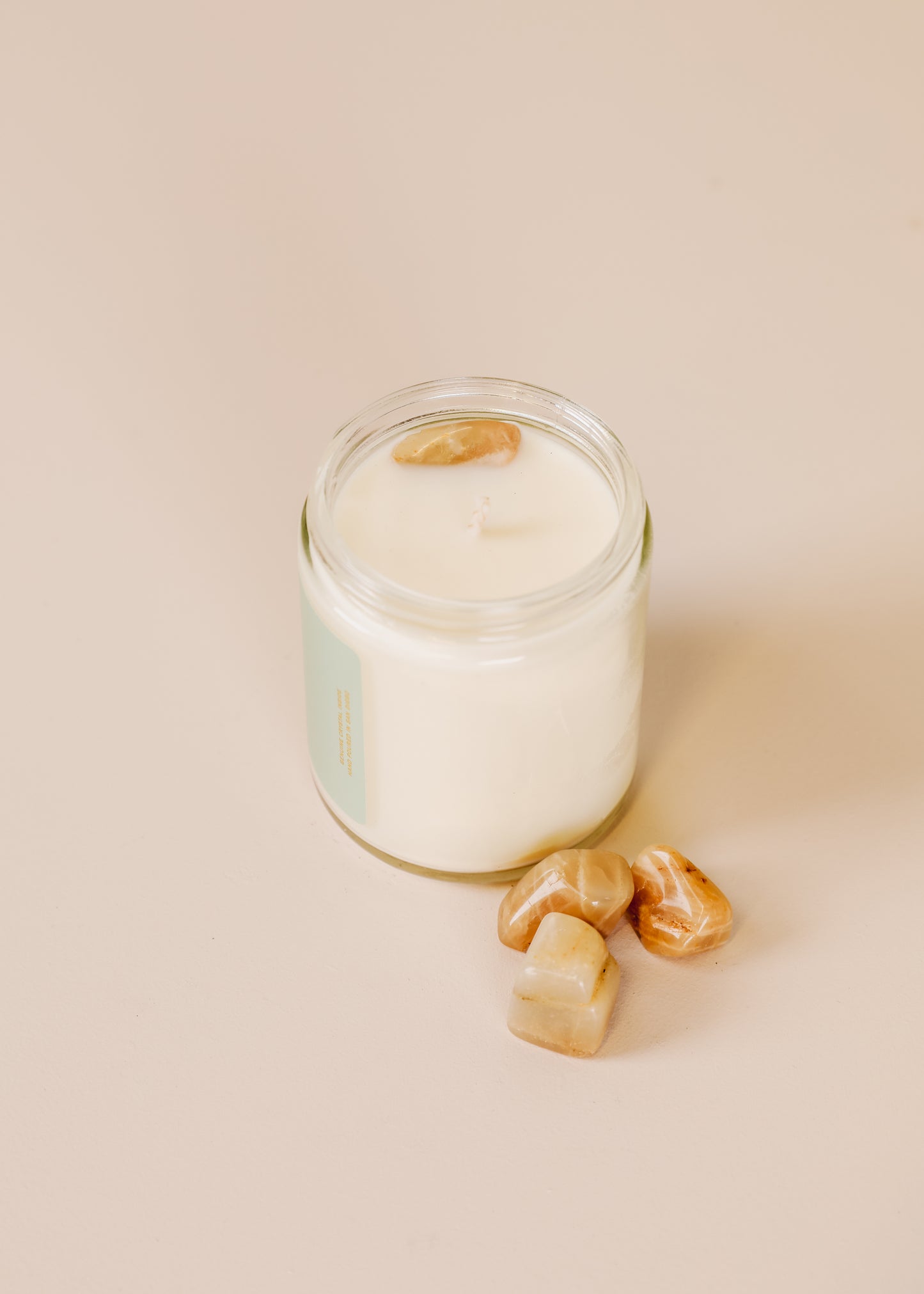 9oz Clear Crystal Candle - Moonstone - Good Luck