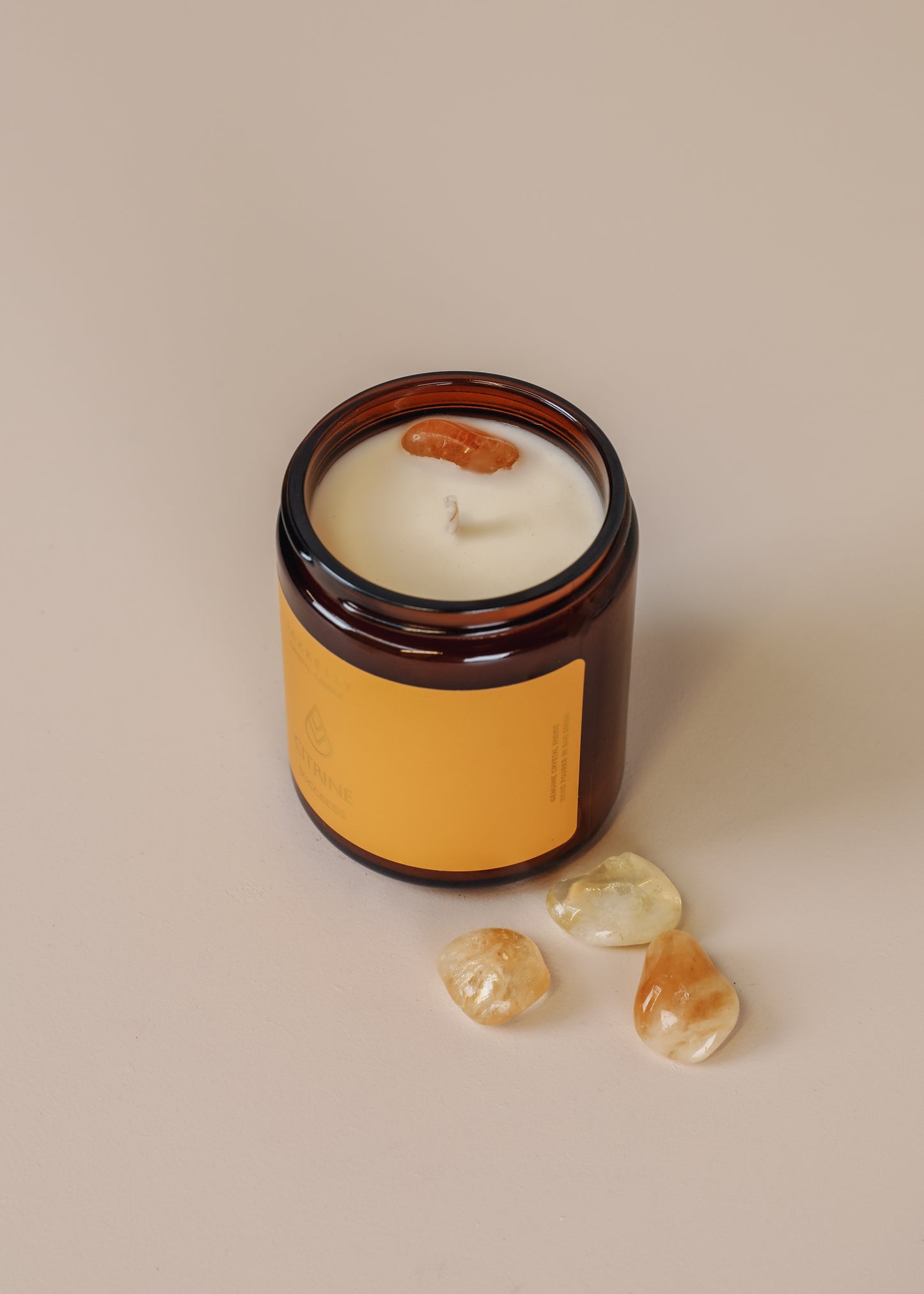 9oz Amber Crystal Candle - Citrine - Success
