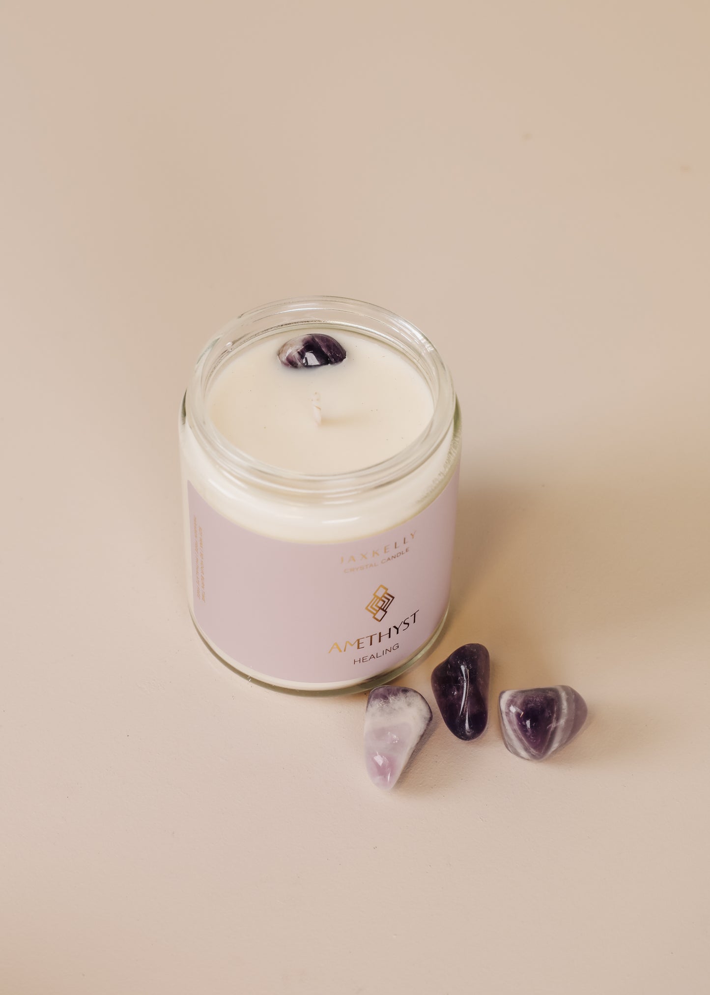 9oz Clear Crystal Candle - Amethyst - Healing