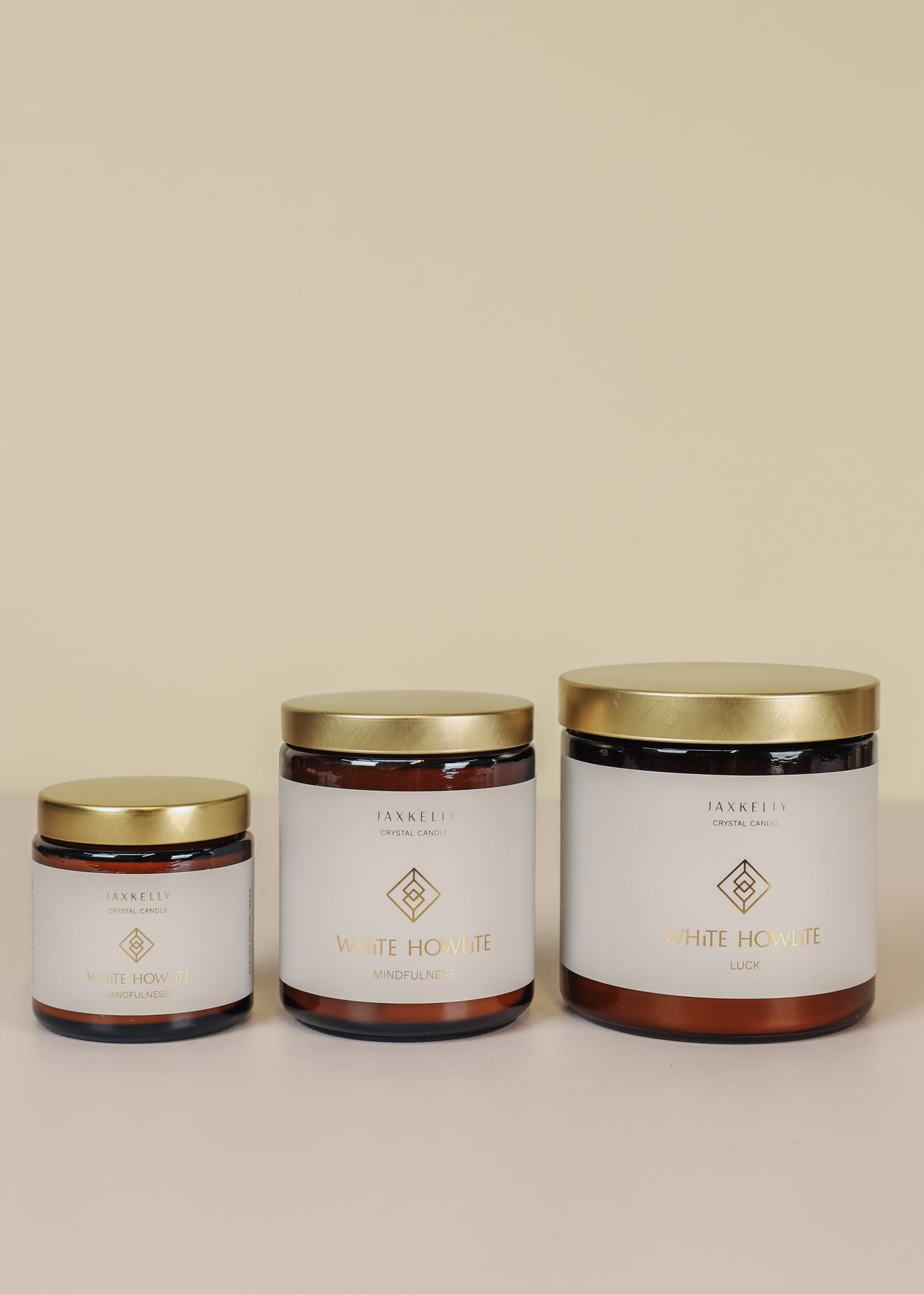 4oz Amber Crystal Candle - White Howlite - Mindfulness