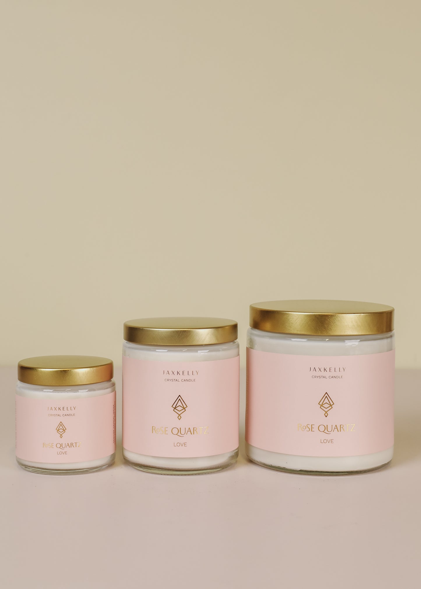 9oz Clear Crystal Candle - Rose Quartz - Love