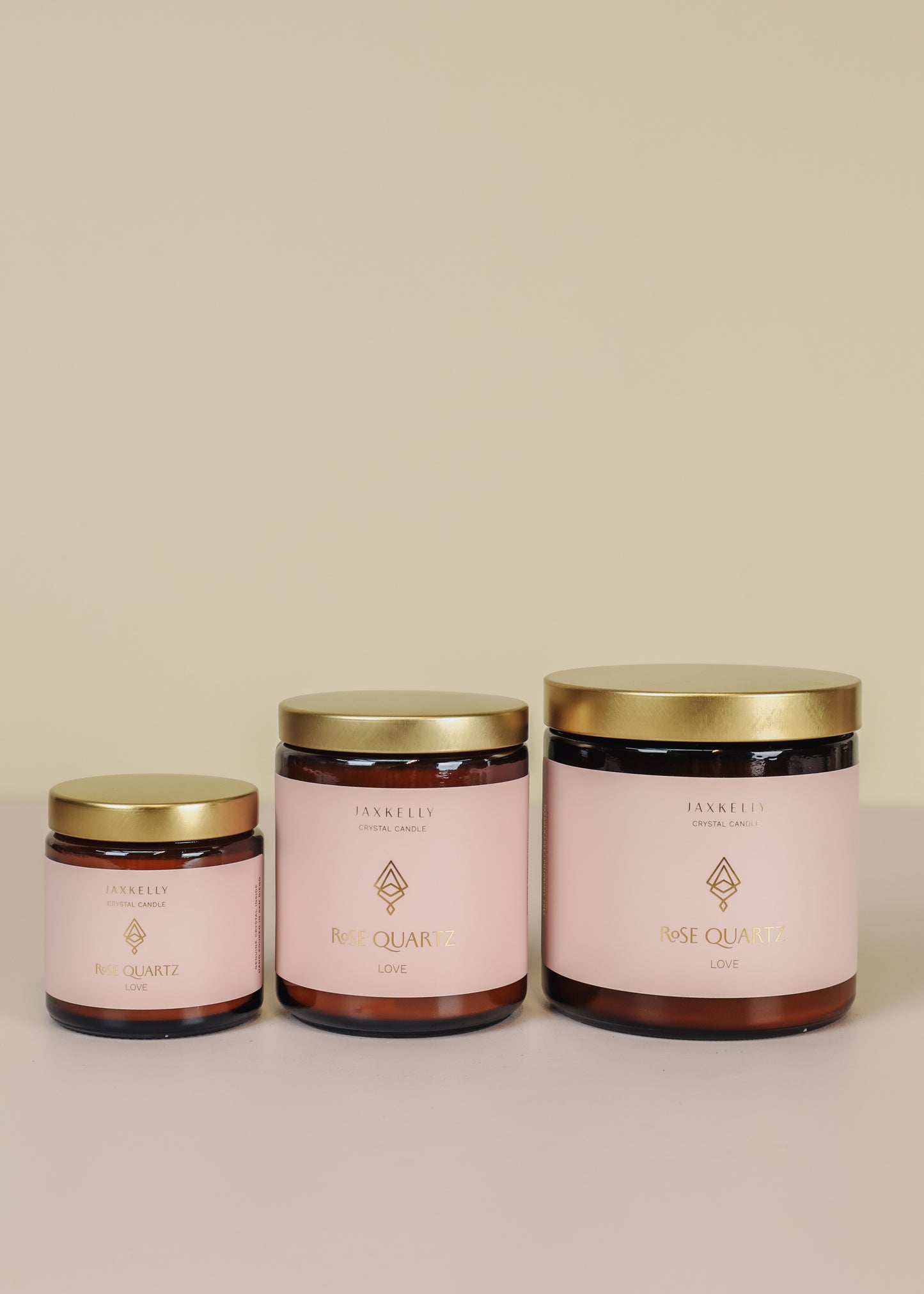 9oz Amber Crystal Candle - Rose Quartz - Love