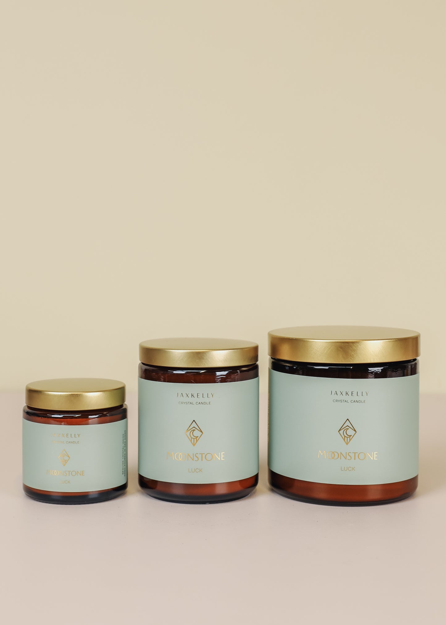 9oz Amber Crystal Candle - Moonstone Good Luck