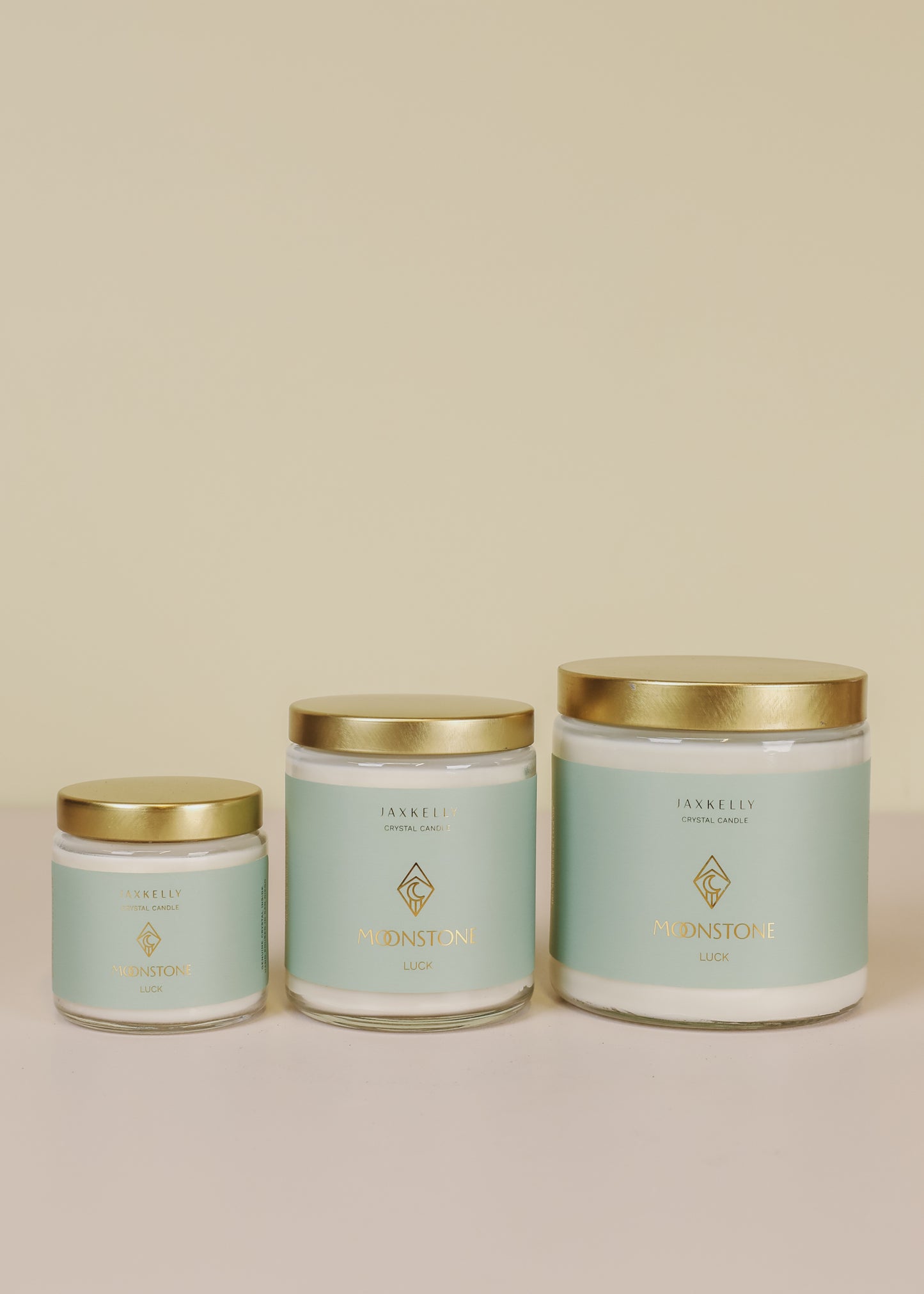 9oz Clear Crystal Candle - Moonstone - Good Luck