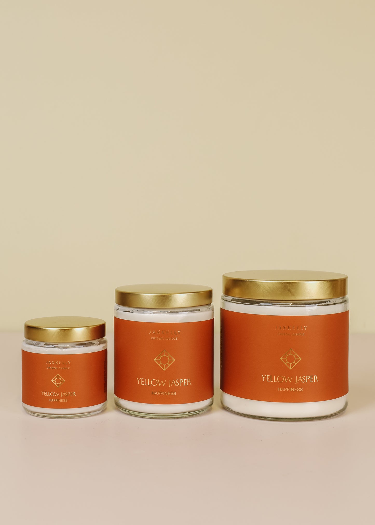 9oz Clear Crystal Candle - Yellow Jasper - Happiness