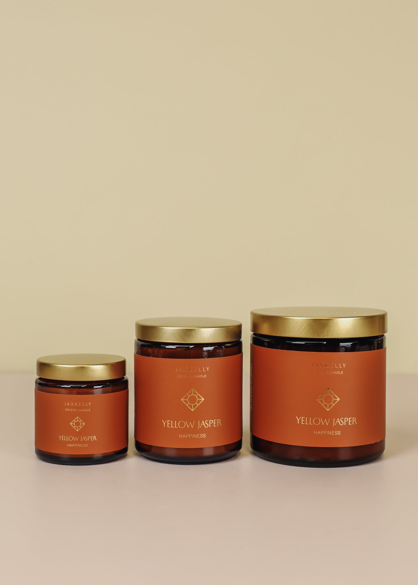 9oz Amber Crystal Candle - Yellow Jasper - Happiness
