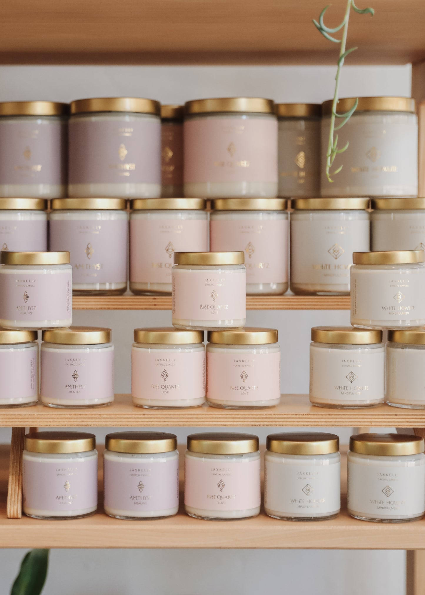 9oz Clear Crystal Candle - Rose Quartz - Love