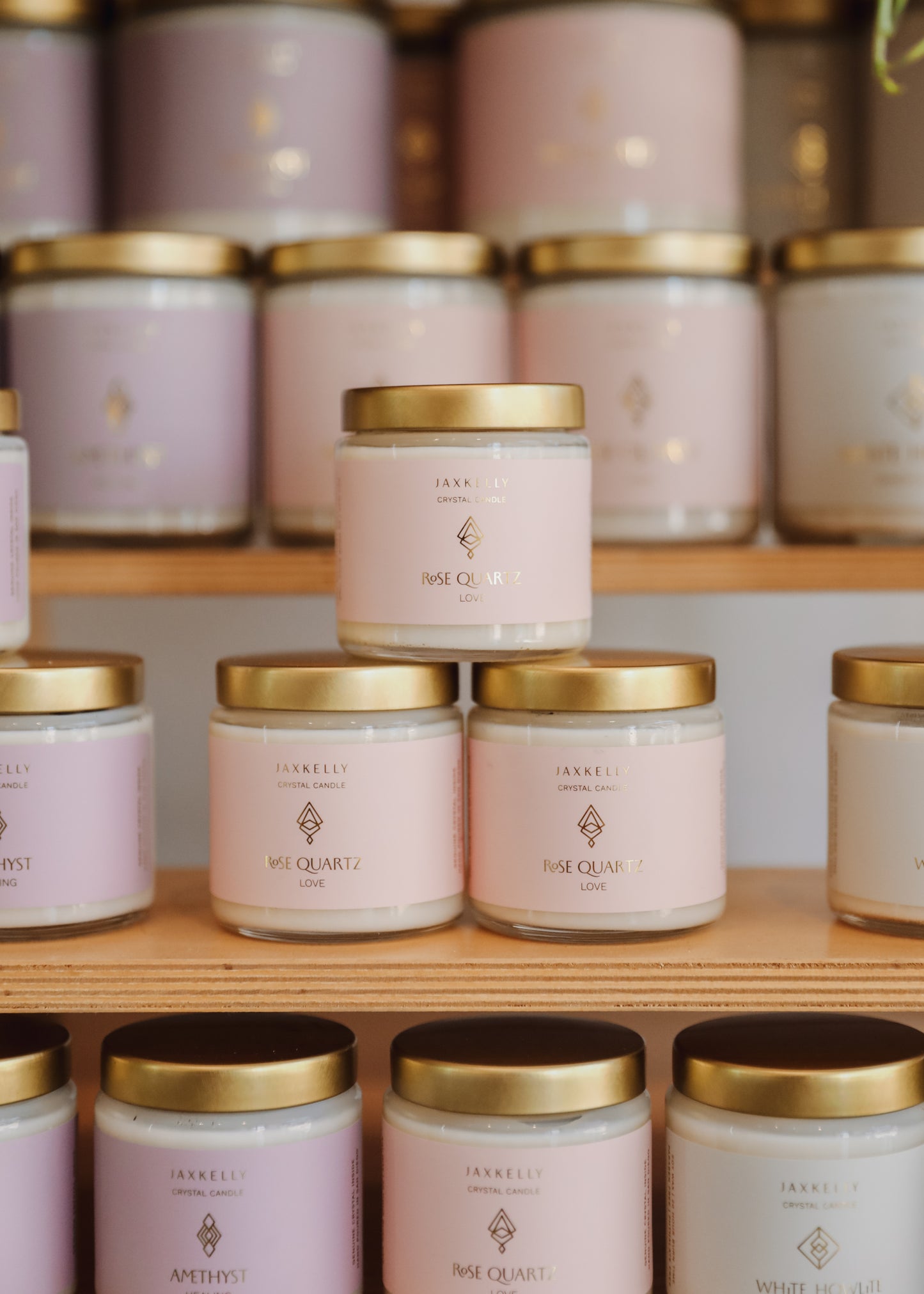4oz Clear Crystal Candle - Rose Quartz - Love