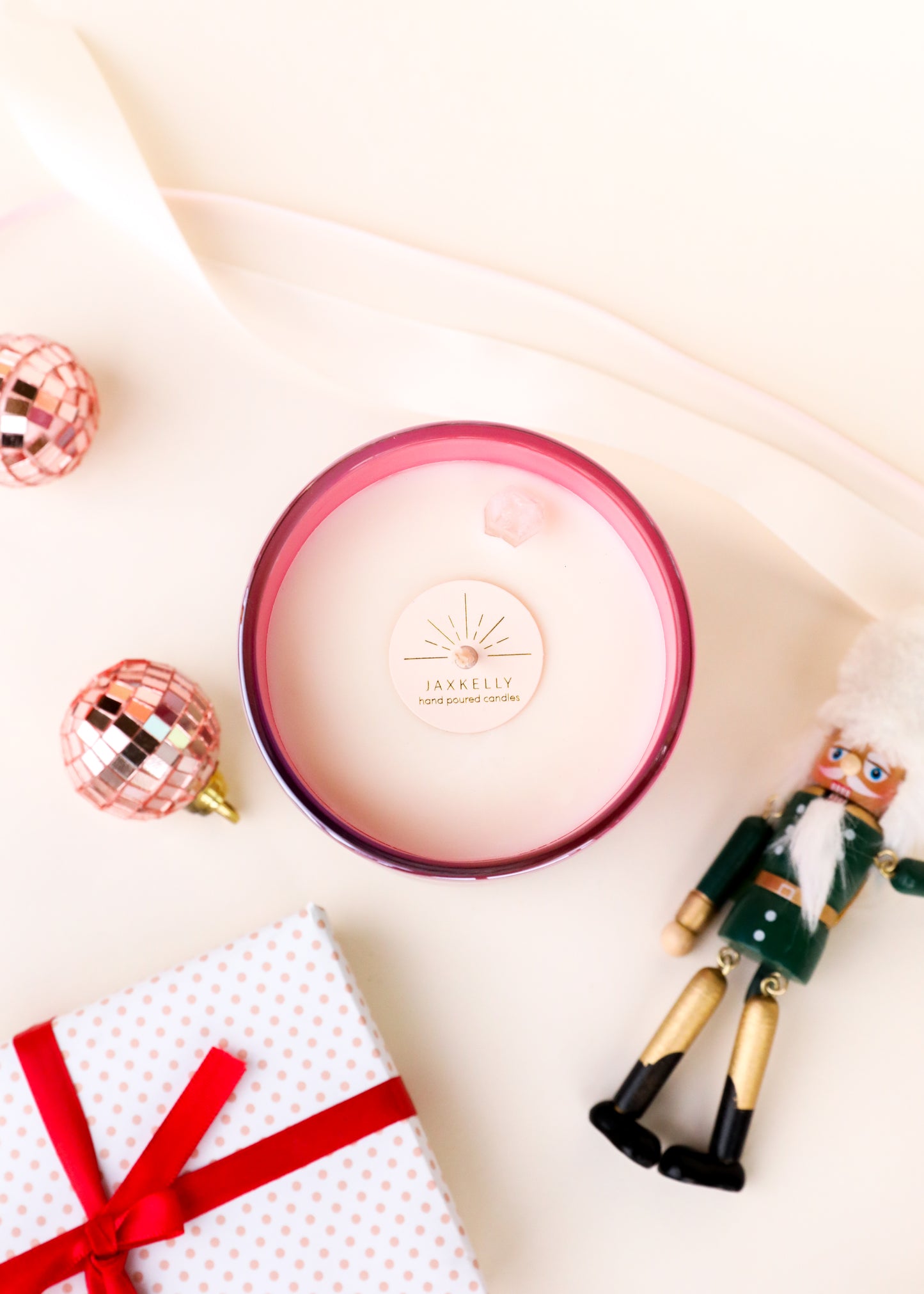 Large Pink Holiday Candle