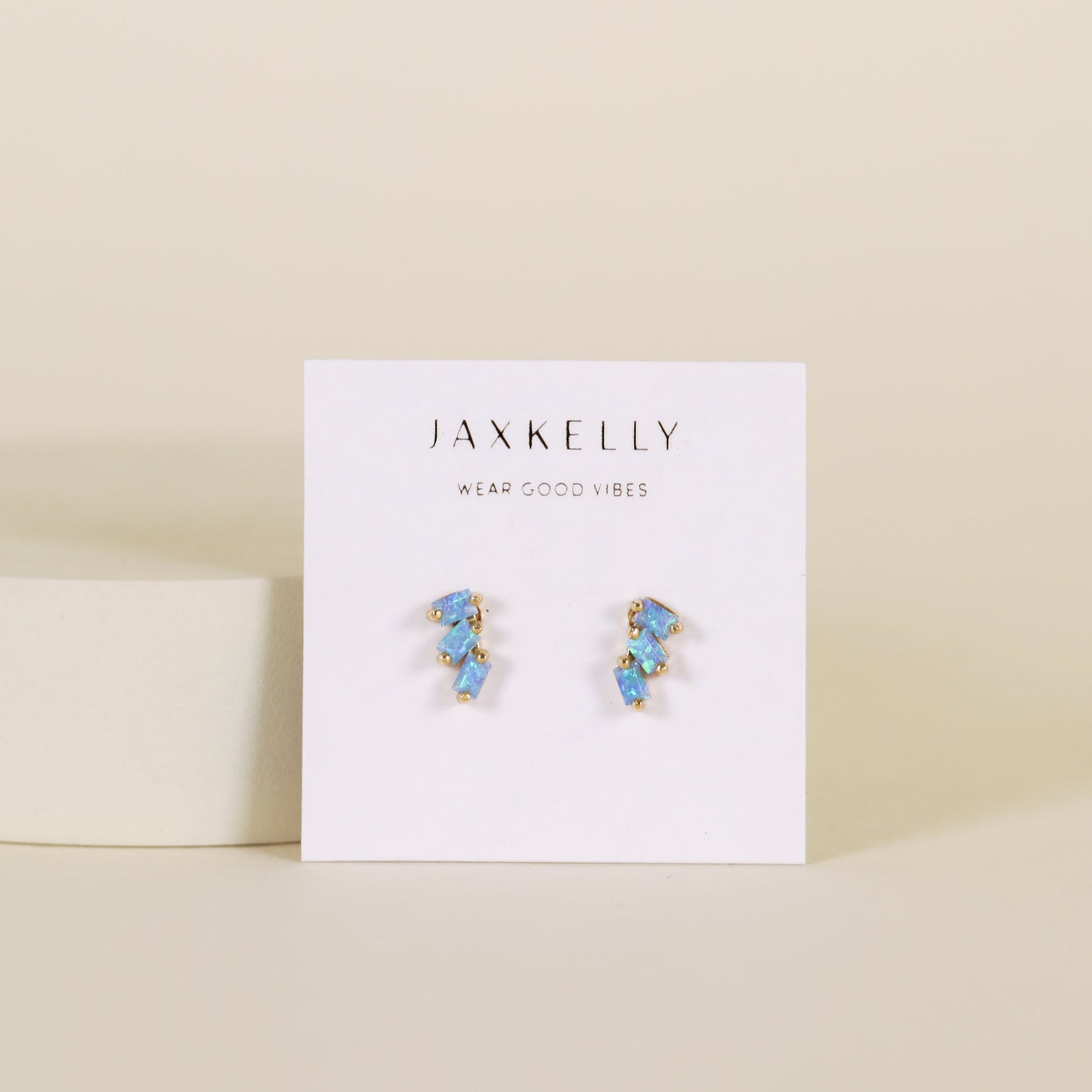 Offset Trio - Fire Opal - Earrings
