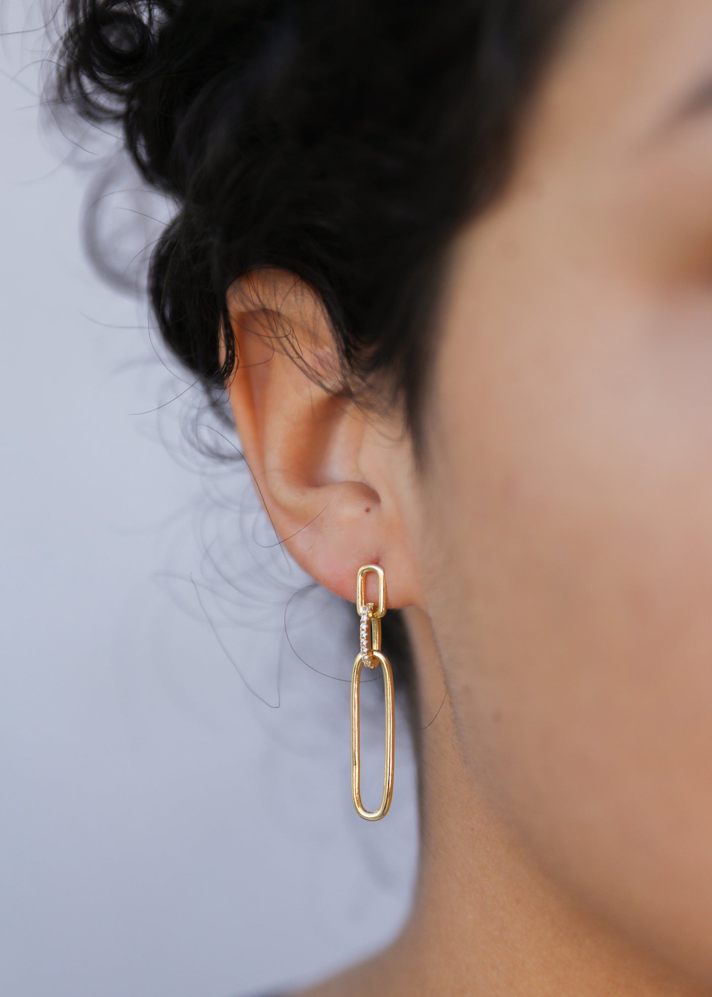 Pave Link Drop - Earring