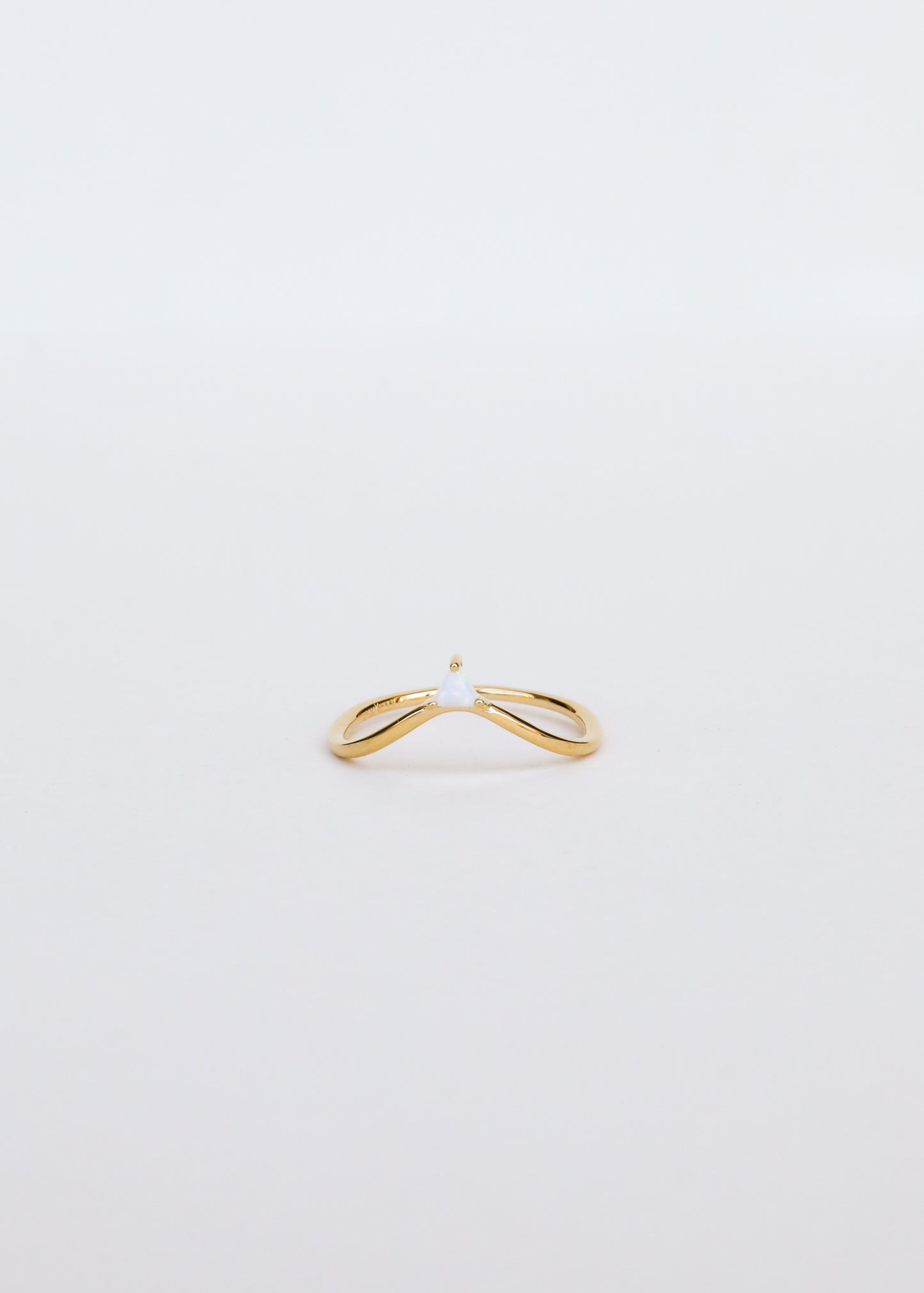 Arched Triangle Ring - White Opal