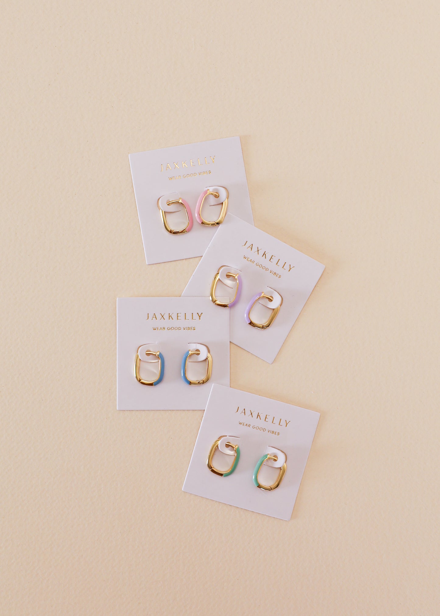 Color Dipped Rectangle Hoop Earring - Petal Pink