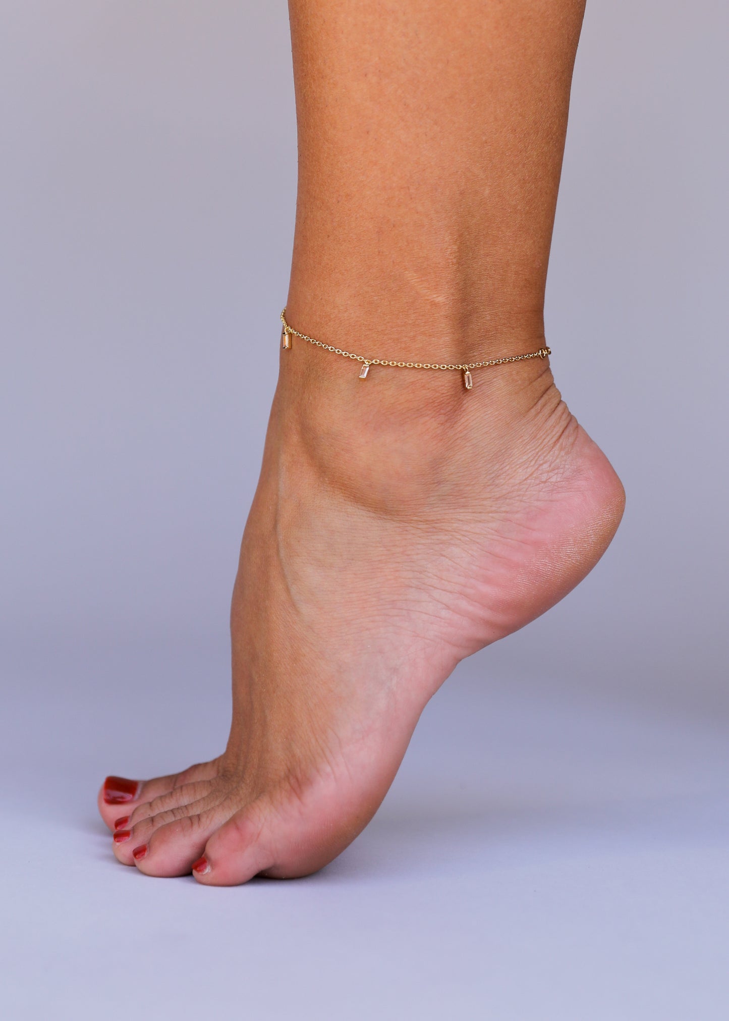 Baguette Champagne Drop Anklet