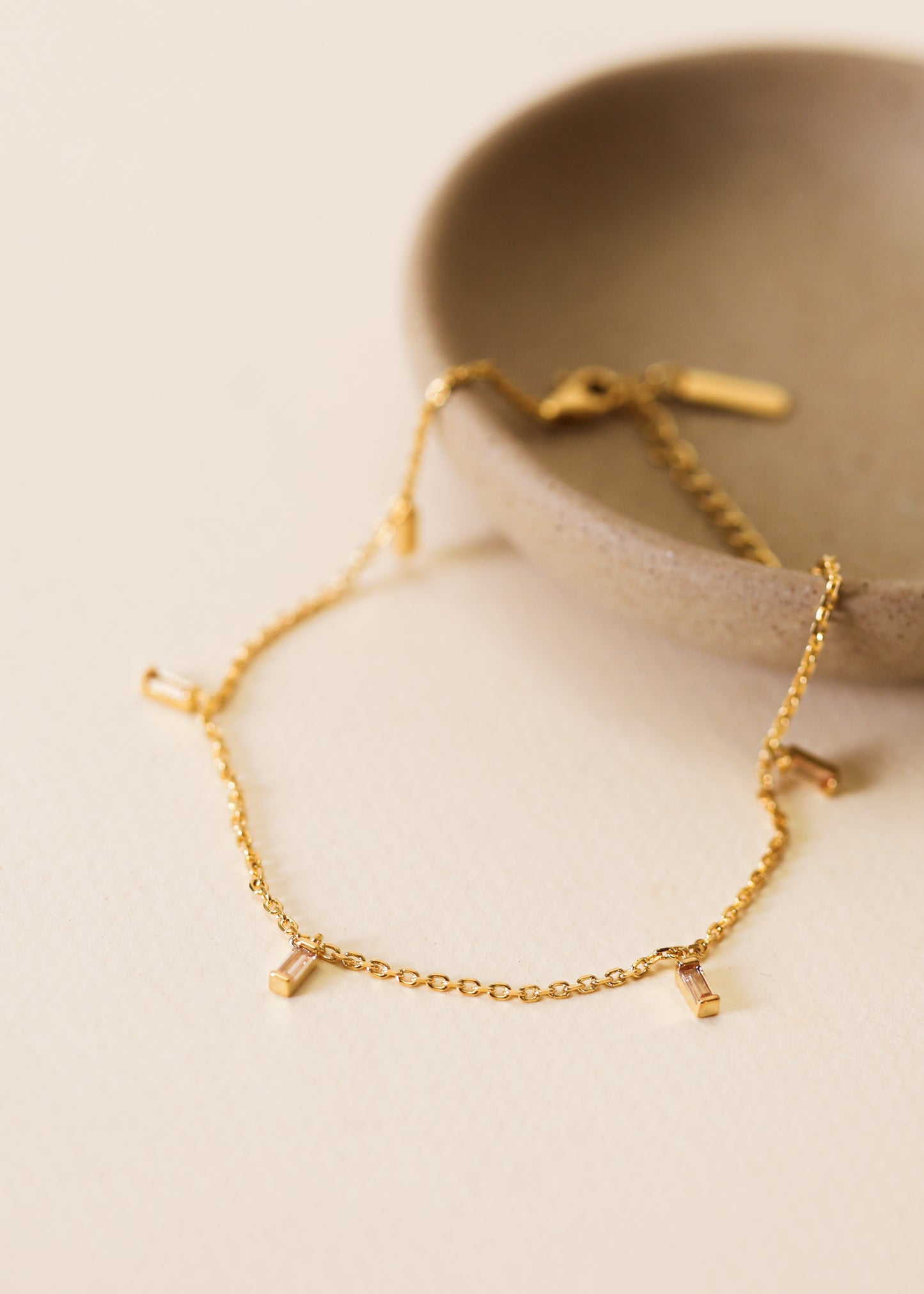 Baguette Champagne Drop Anklet