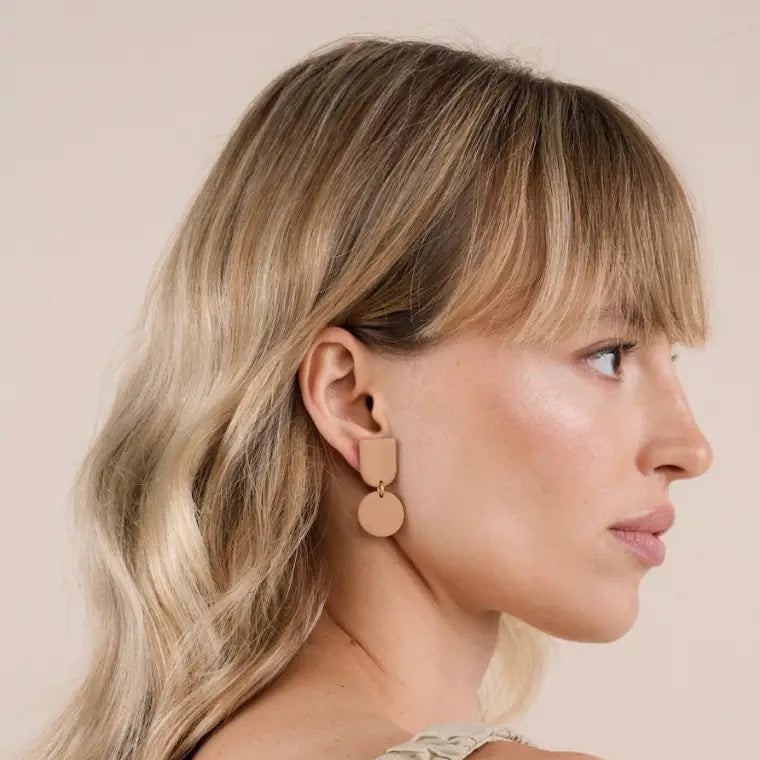 Circle Dome Clay Earrings - Desert