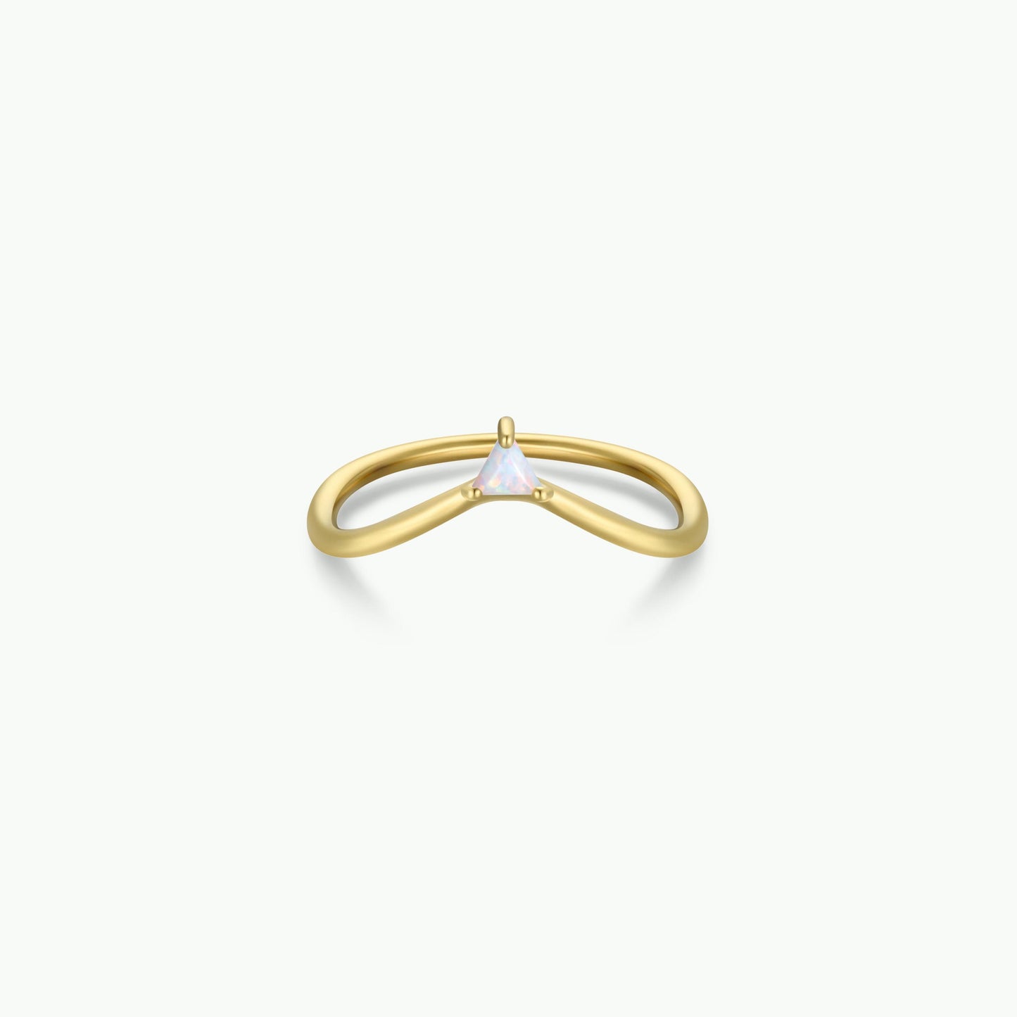 Arched Triangle Ring - White Opal