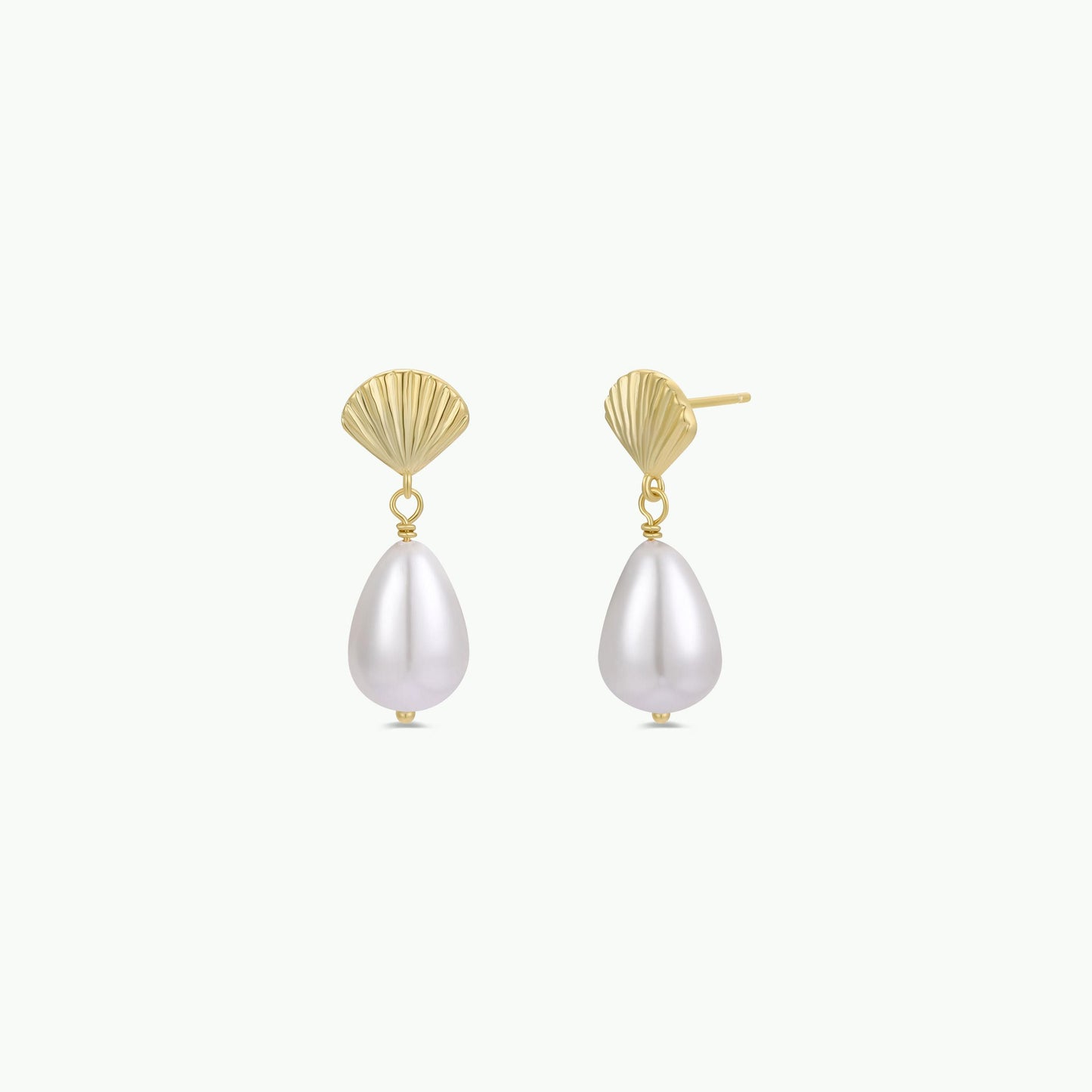 Seashell Pearl Drop Earrings