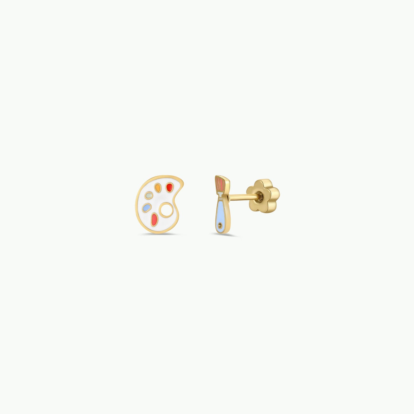 Artist Pallete Enamel Flat Back Kids Earrings