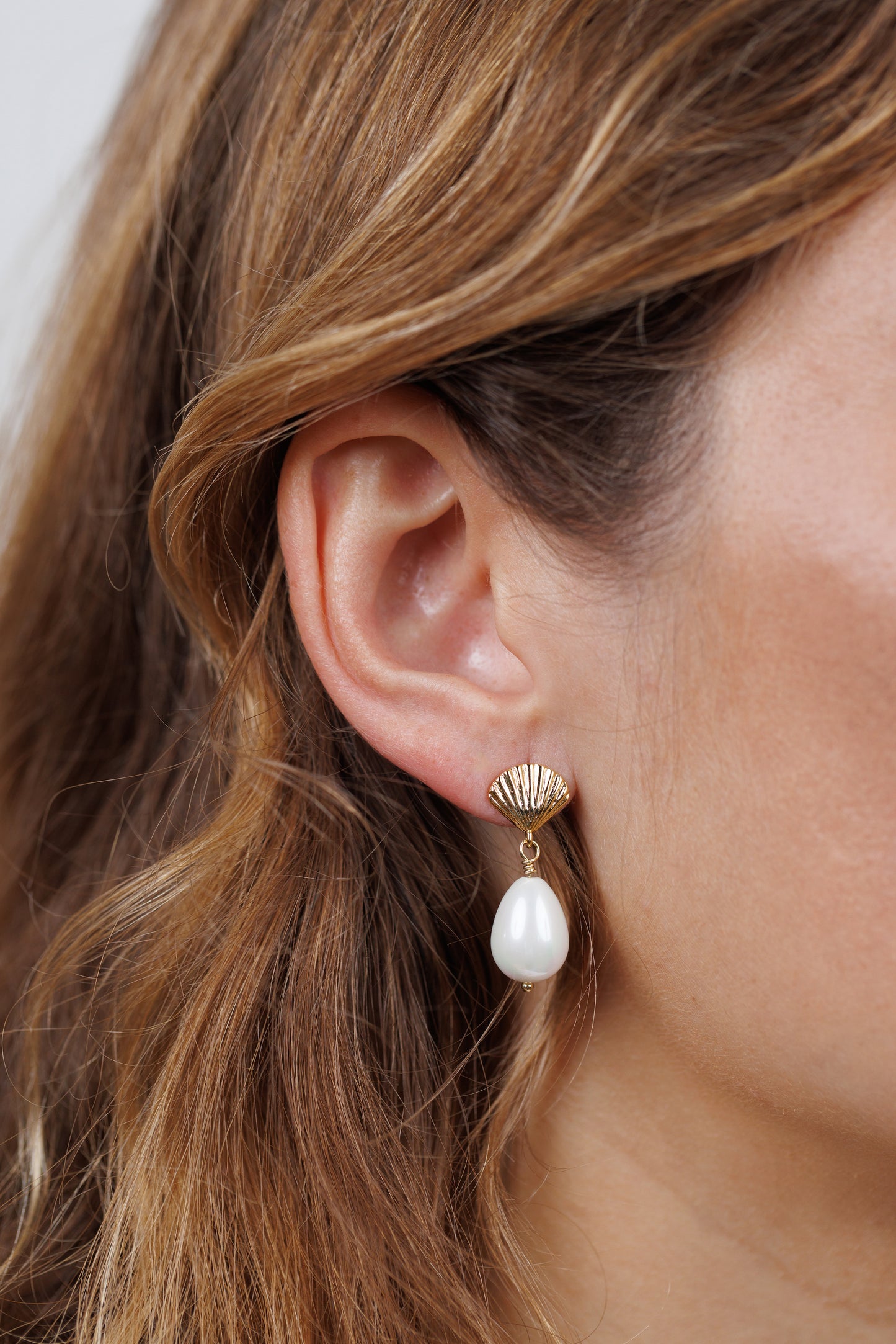 Seashell Pearl Drop Earrings
