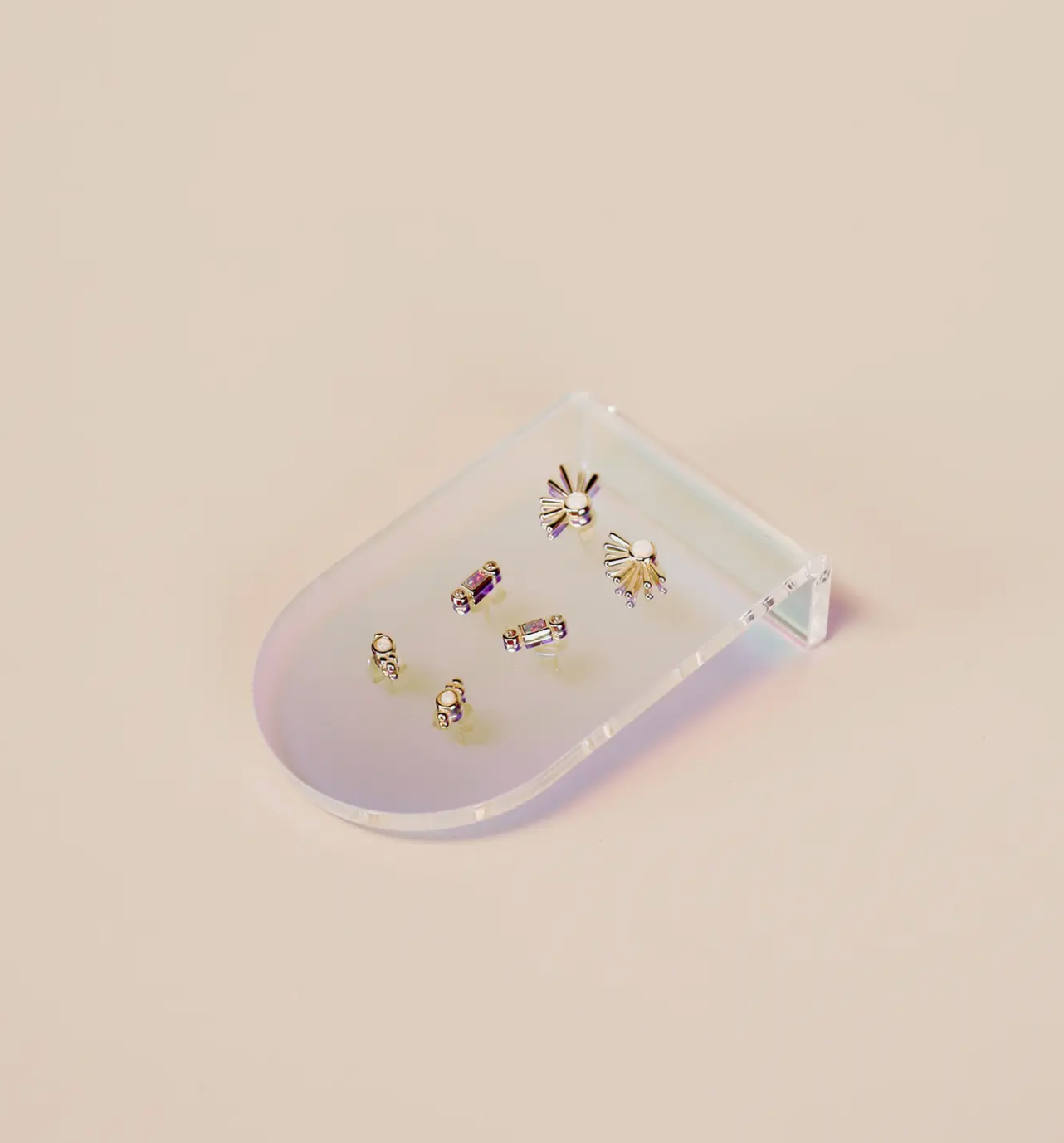 Iridescent Earring Display Bent Small