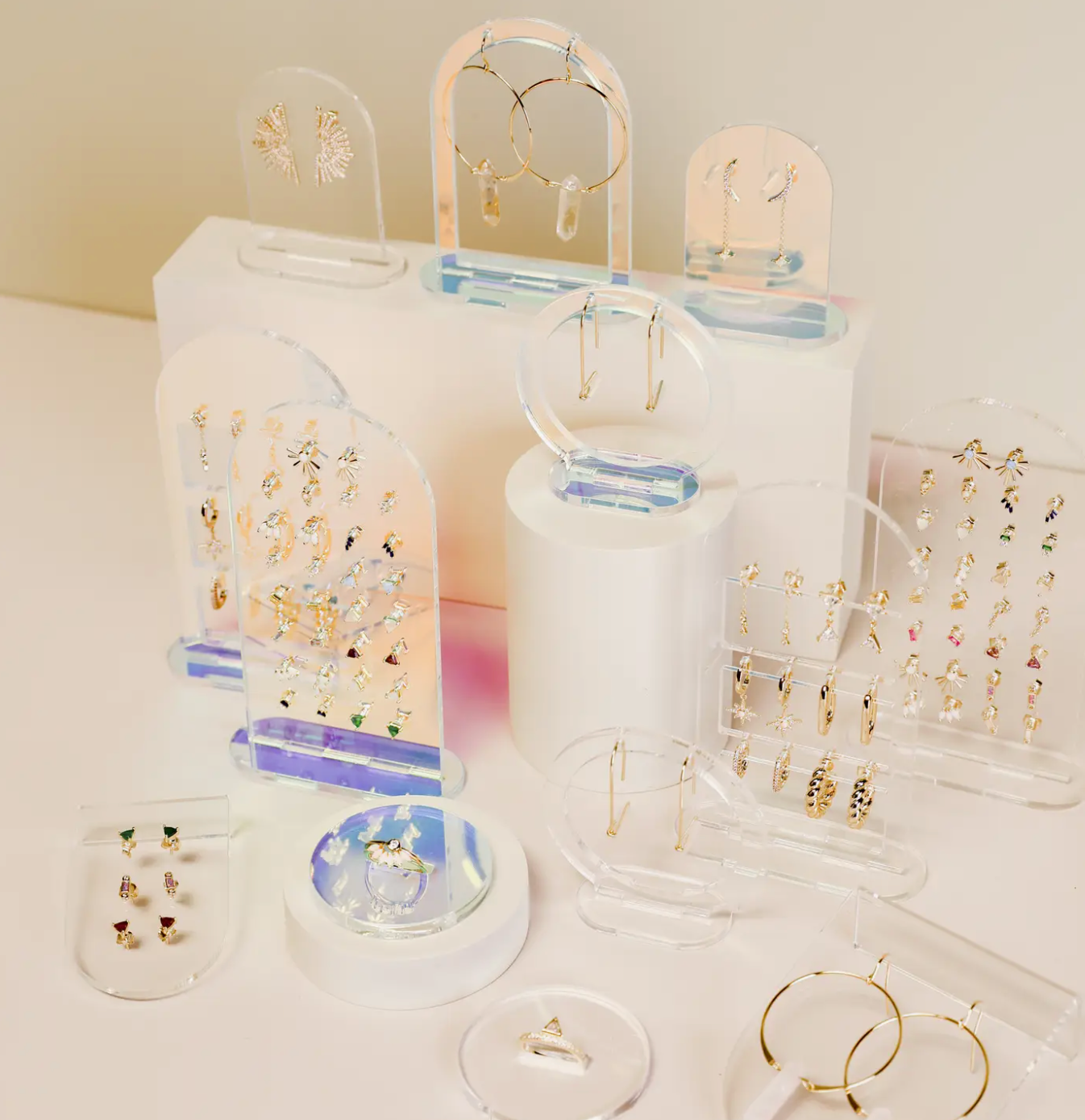 Iridescent Earring Display Hollow Arch
