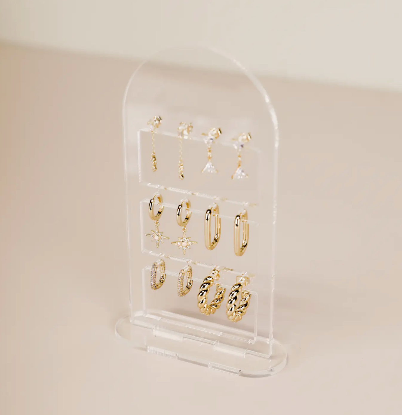 Clear Earring Display Stacked Arch