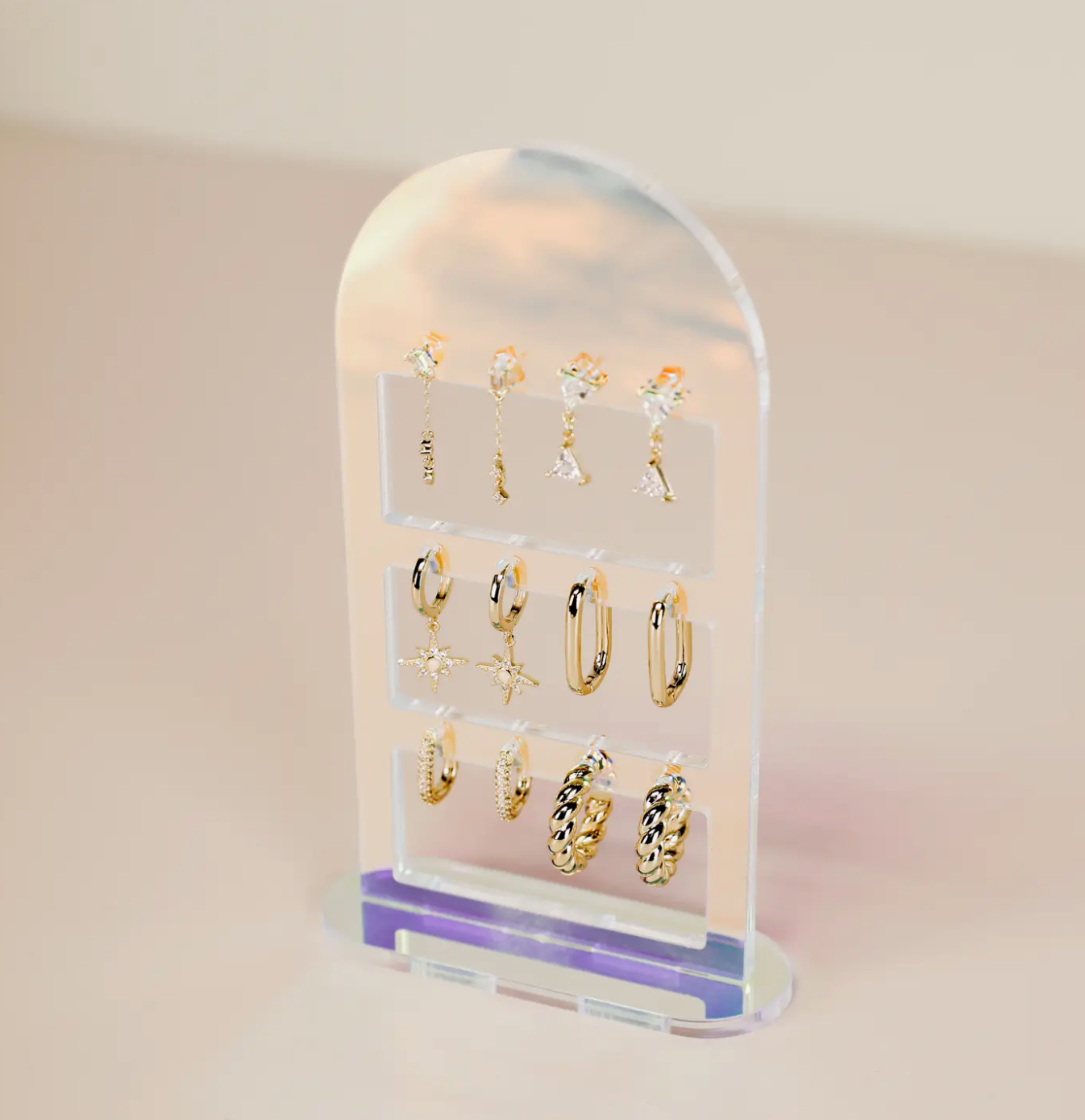 Iridescent Earring Display Stacked Arch