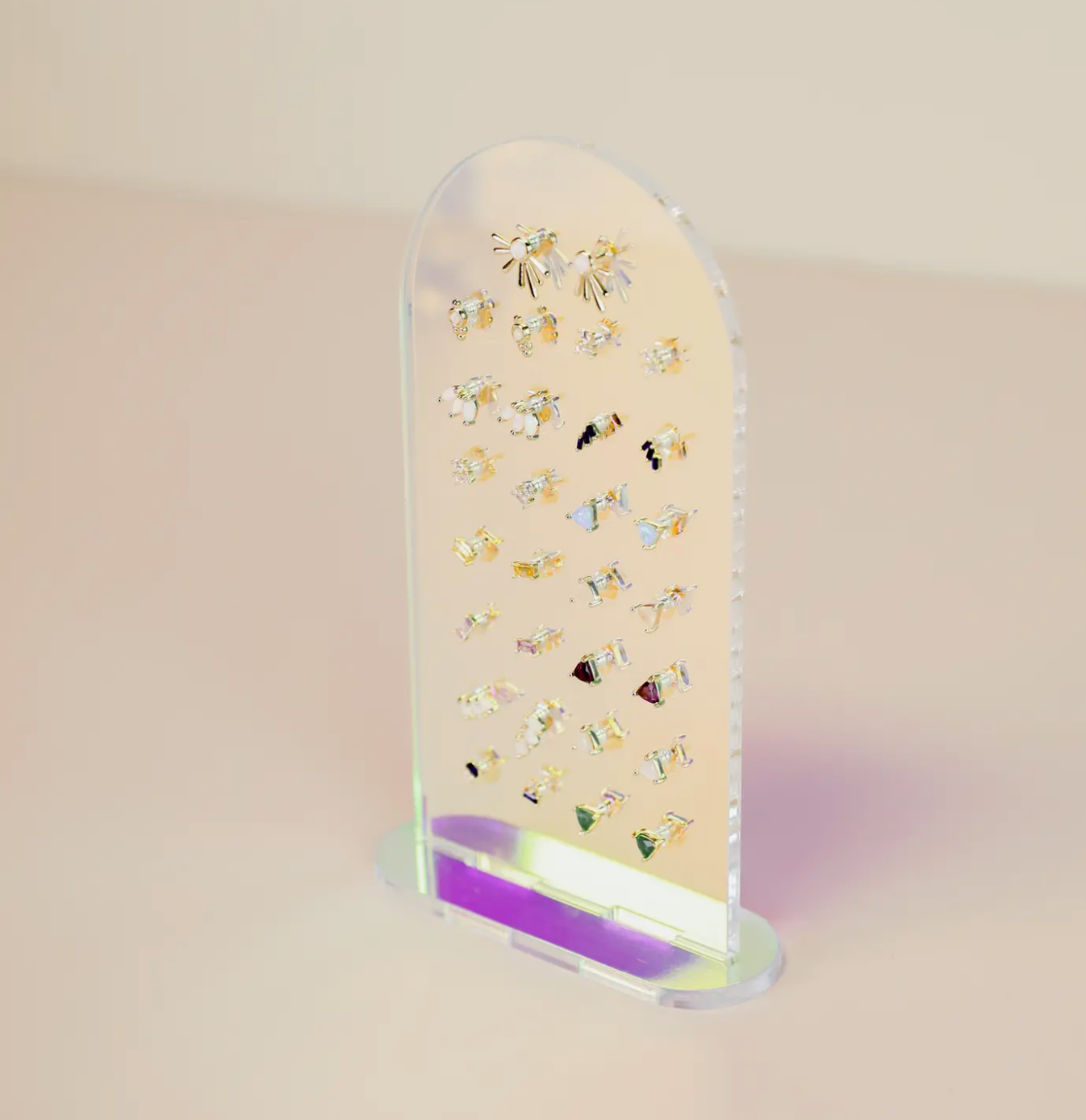 Iridescent Earring Display Stud Arch