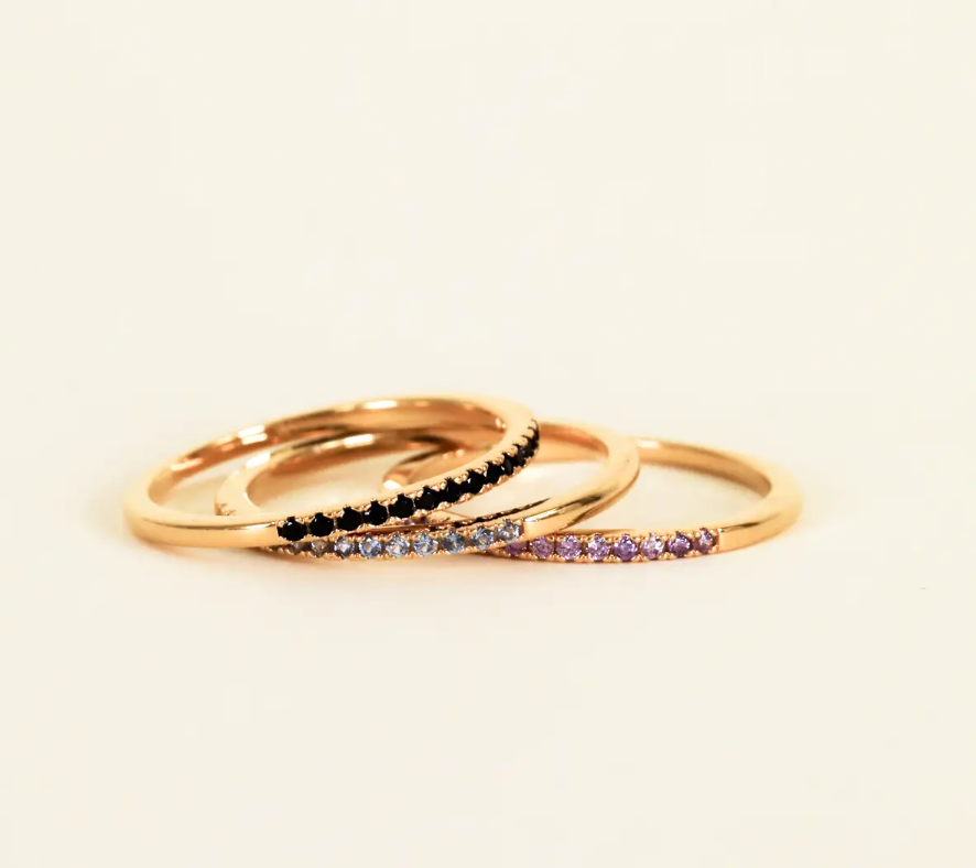 Half Pave Ring - Black