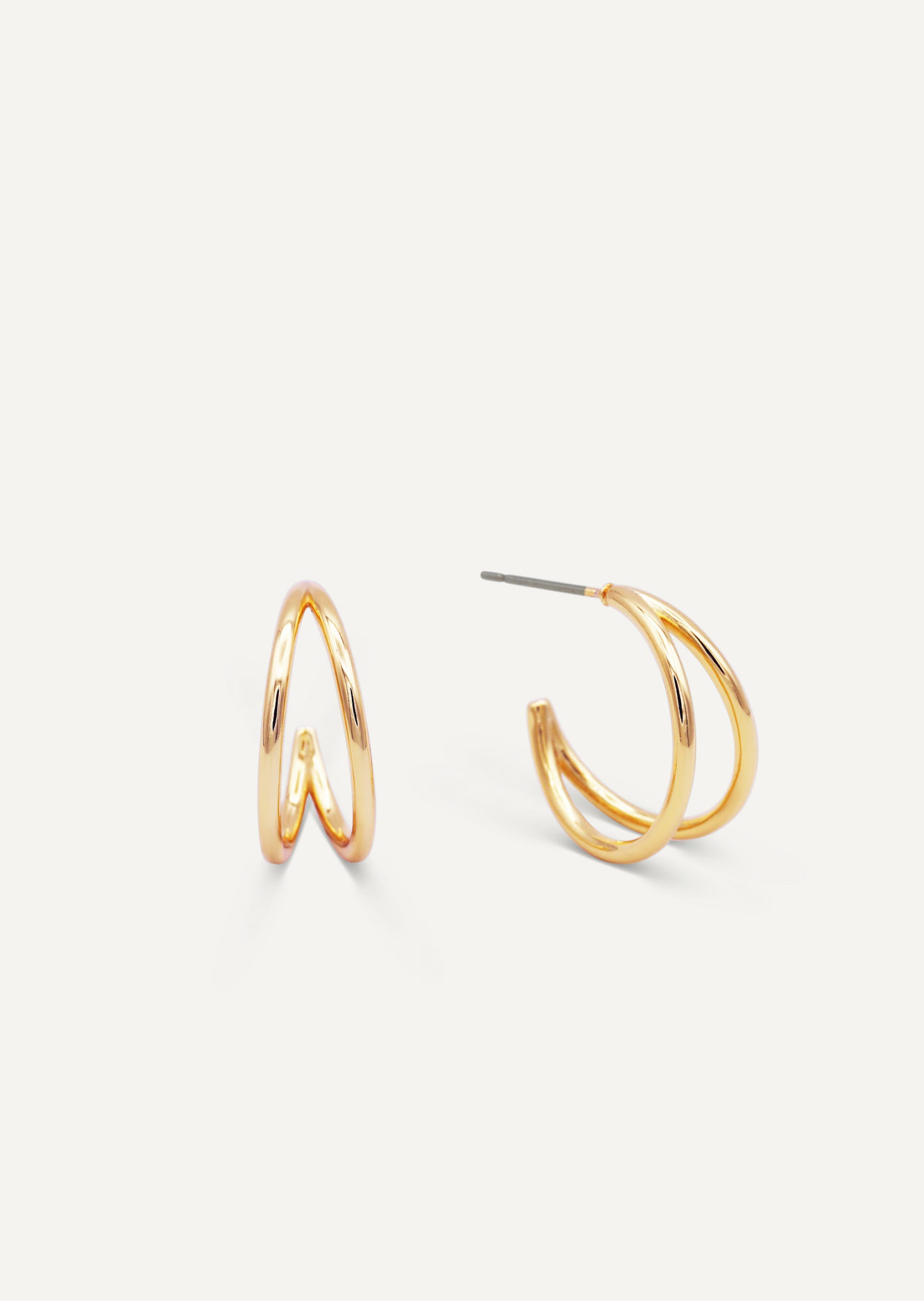 Illusion Double Hoop - Gold Earrings