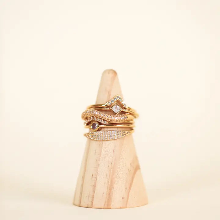 Gold Ring - Tapered Pave - Champagne CZ
