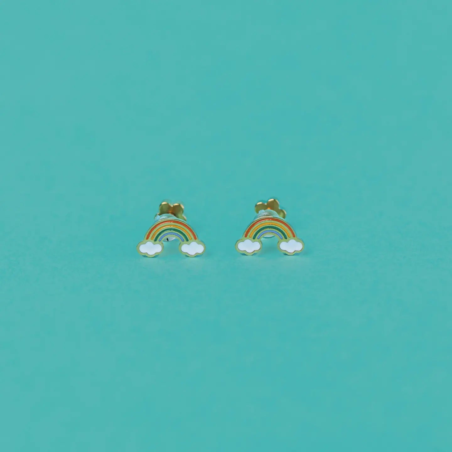 Rainbow Enamel Flat Back Kids Earrings