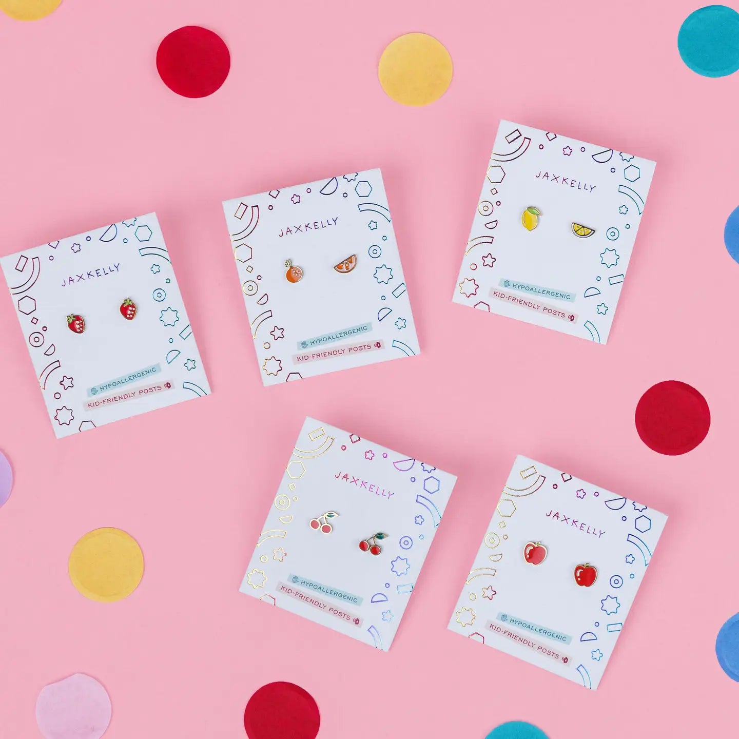 Strawberry Enamel Flat Back Kids Earrings