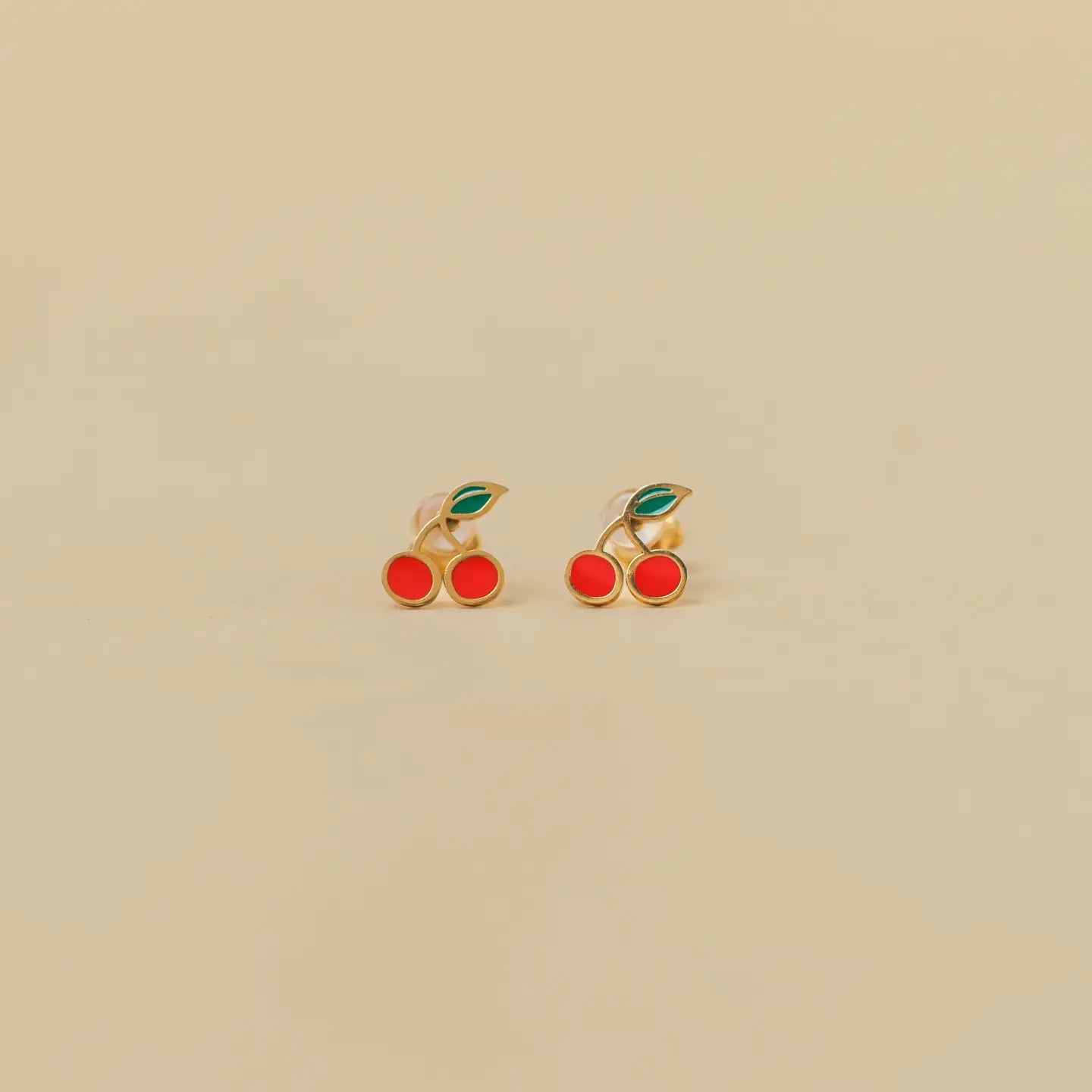 Cherry Enamel Flat Back Kids Earrings