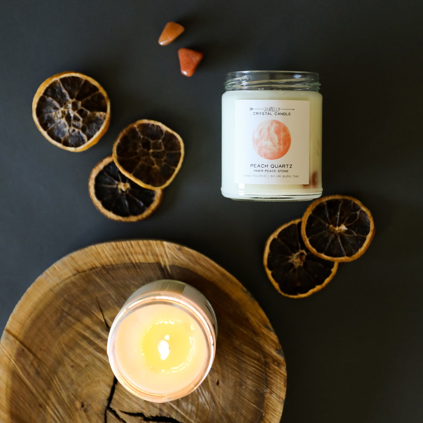 Peach Quartz Crystal Candle - Inner Peace